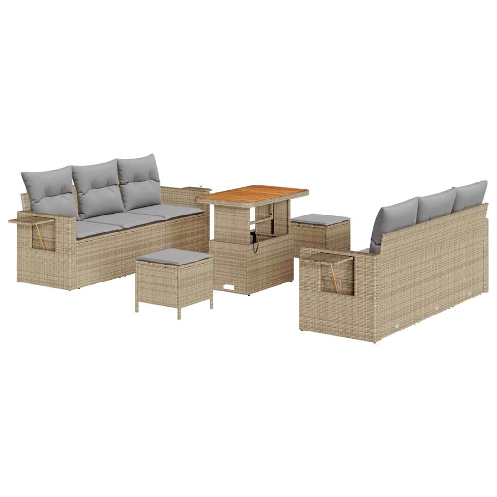 Tuin Sofa Set met kussen 9 pcs Beige poly rattan is nu te koop bij PeponiXL, paradijselijk wonen!