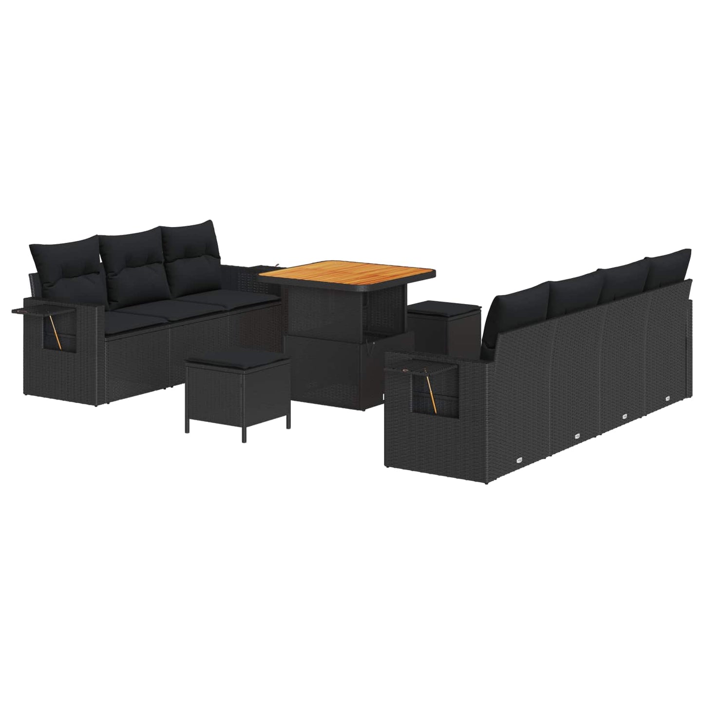 Tuin Sofa Set 10 pcs Zwart poly rattan is nu te koop bij PeponiXL, paradijselijk wonen!