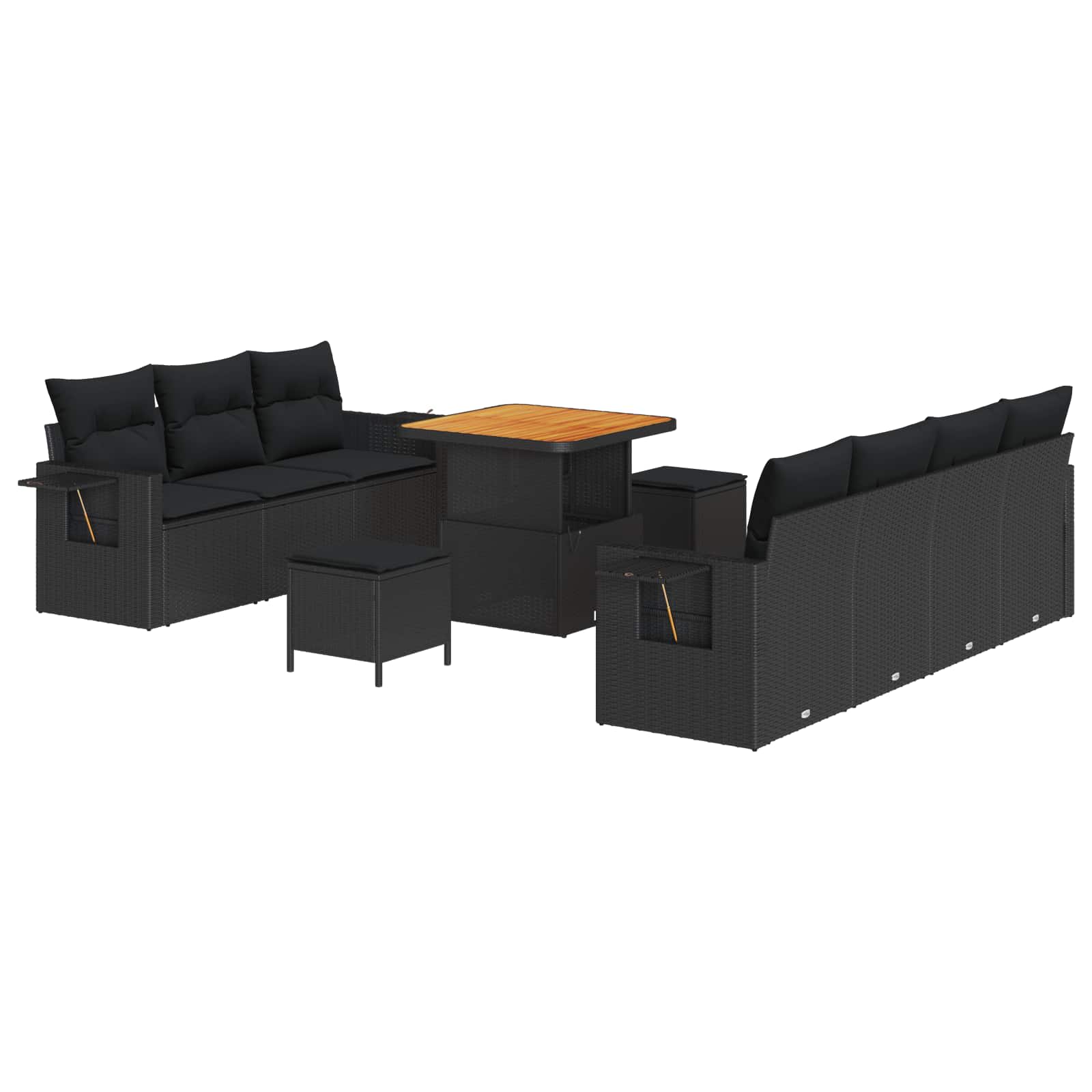 Tuin Sofa Set 10 pcs Zwart poly rattan is nu te koop bij PeponiXL, paradijselijk wonen!
