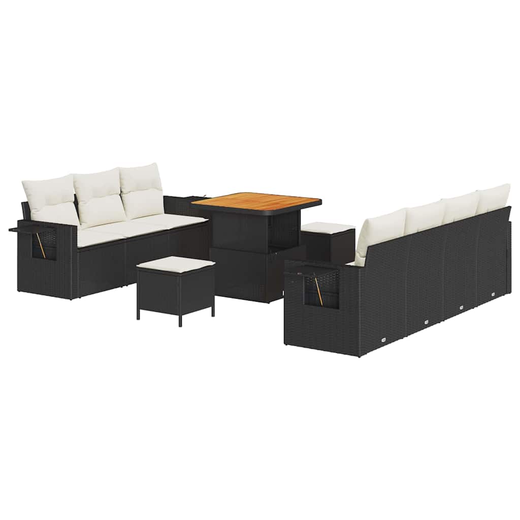 Tuin Sofa Set 10 pcs Zwart poly rattan is nu te koop bij PeponiXL, paradijselijk wonen!