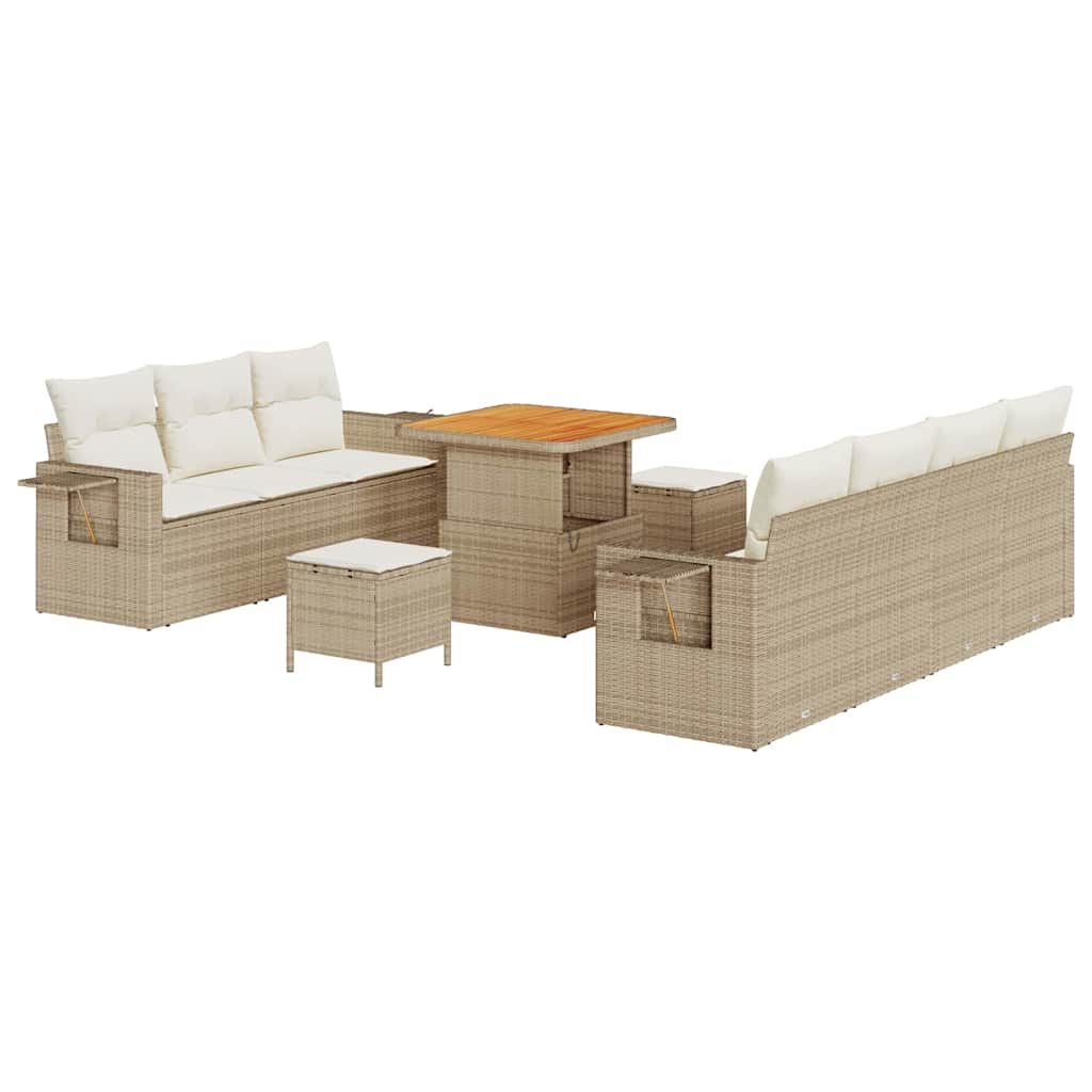 Tuin Sofa Set met kussen 10 pcs Beige poly rattan is nu te koop bij PeponiXL, paradijselijk wonen!