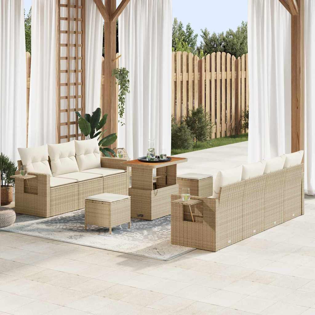 Tuin Sofa Set 10 pcs Beige poly rattan
