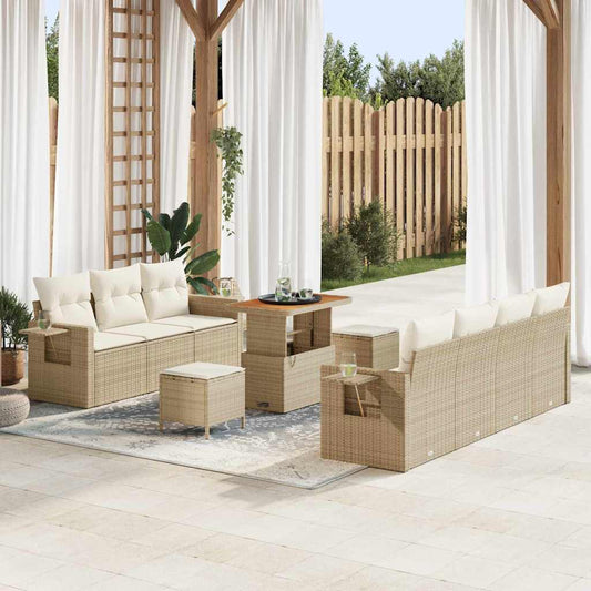 Tuin Sofa Set 10 pcs Beige poly rattan is nu te koop bij PeponiXL, paradijselijk wonen!