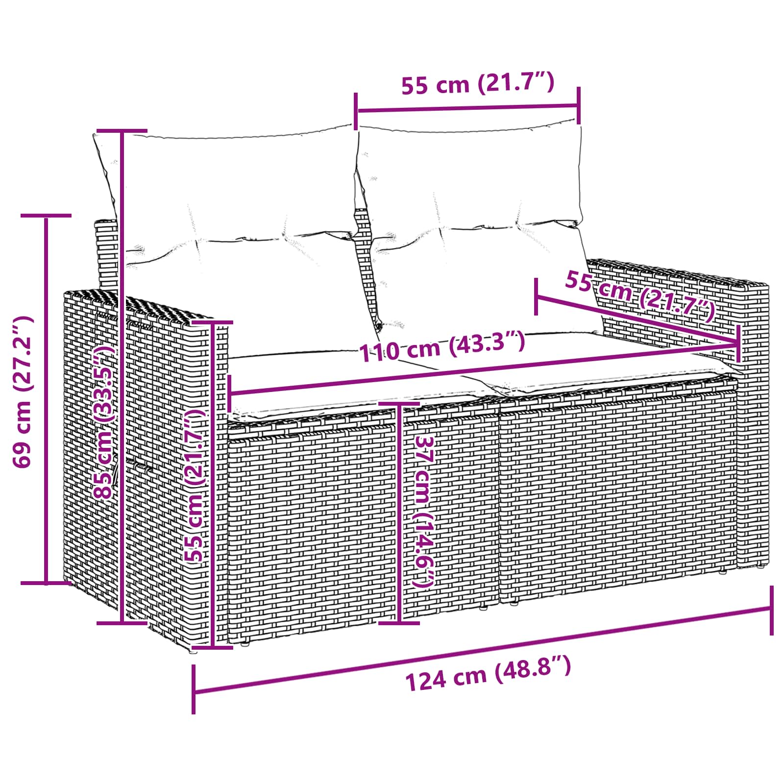 Tuin Sofa Set met opslag 11 pcs Zwart Poly riet is nu te koop bij PeponiXL, paradijselijk wonen!