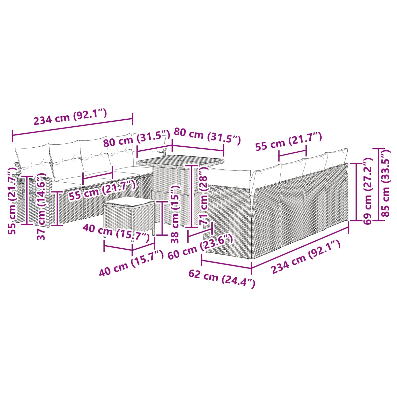 Tuin Sofa Set met opslag 11 pcs Zwart Poly riet is nu te koop bij PeponiXL, paradijselijk wonen!