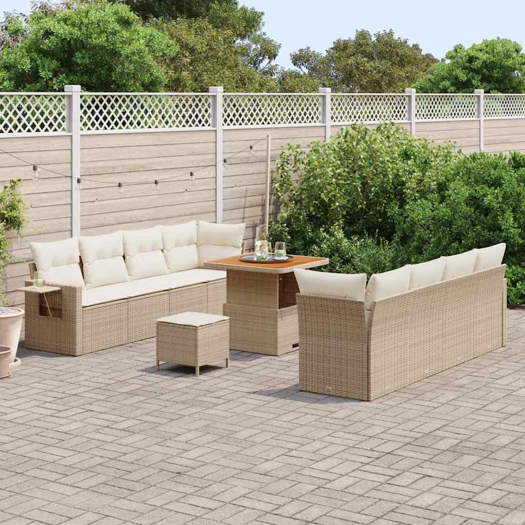 Tuin Sofa Set met opslag 11 pcs Beige Poly riet is nu te koop bij PeponiXL, paradijselijk wonen!
