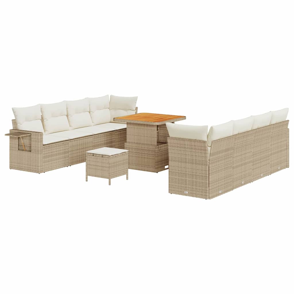 Tuin Sofa Set met opslag 11 pcs Beige Poly riet is nu te koop bij PeponiXL, paradijselijk wonen!