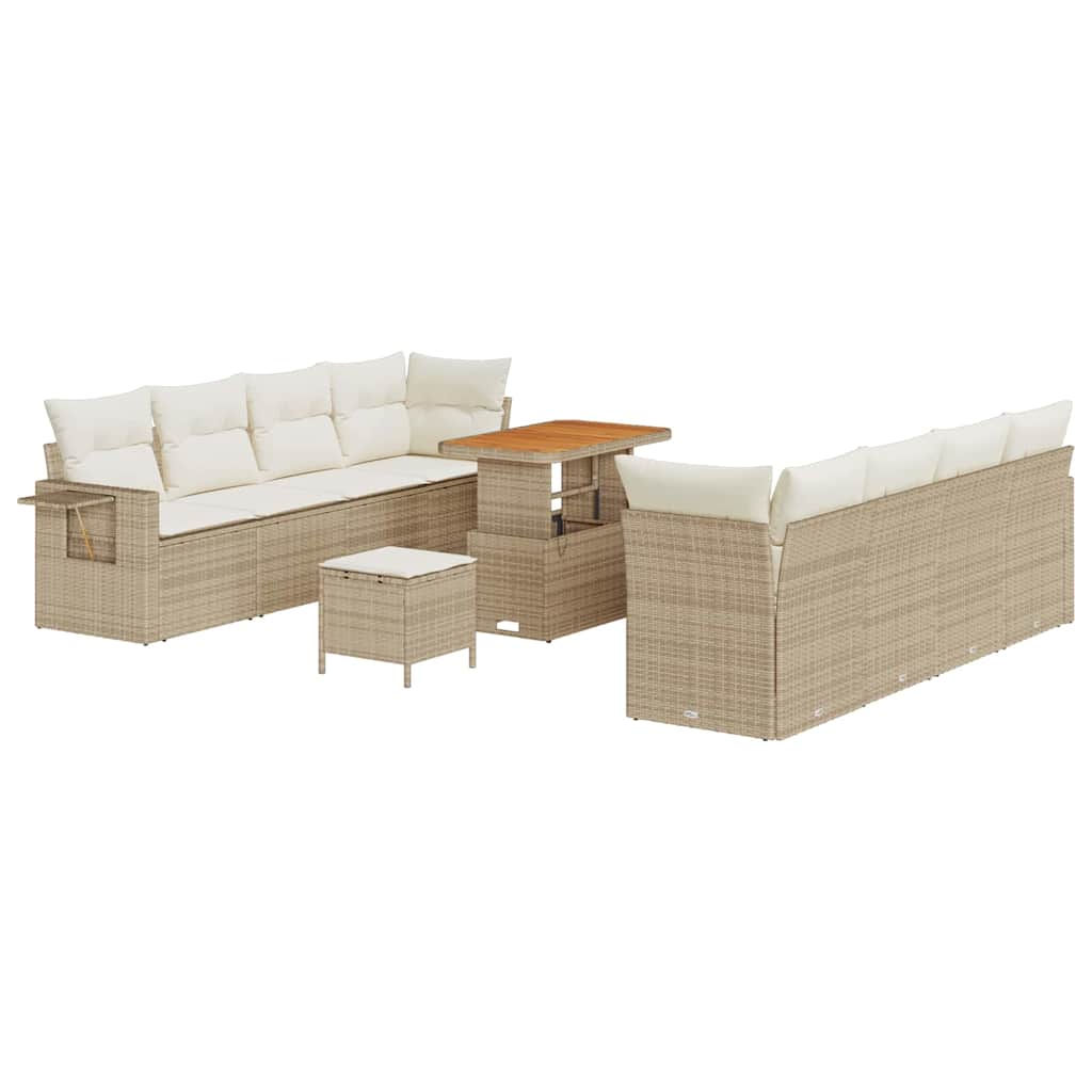 Tuin Sofa Set met kussen 11 pcs Beige Poly riet is nu te koop bij PeponiXL, paradijselijk wonen!