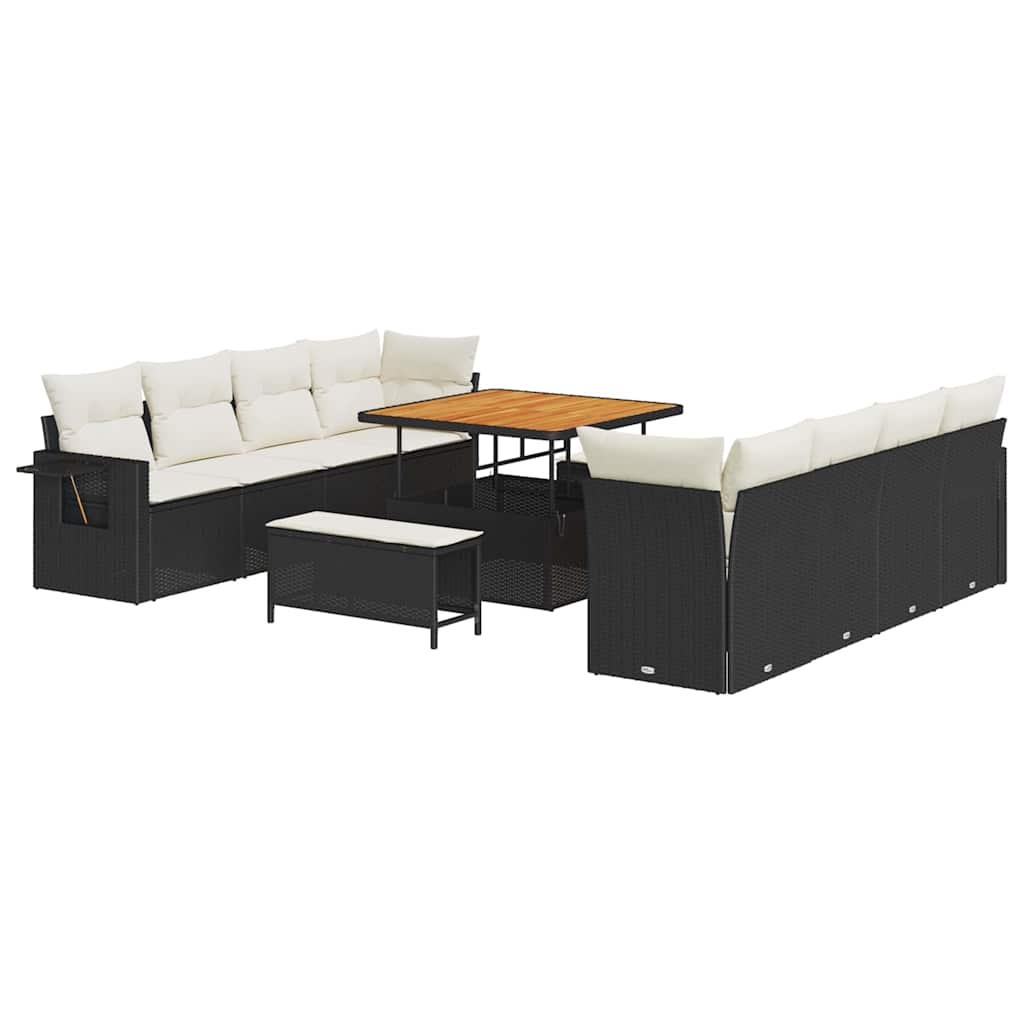 Tuin Sofa Set met opslag 11 pcs Zwart Poly riet is nu te koop bij PeponiXL, paradijselijk wonen!