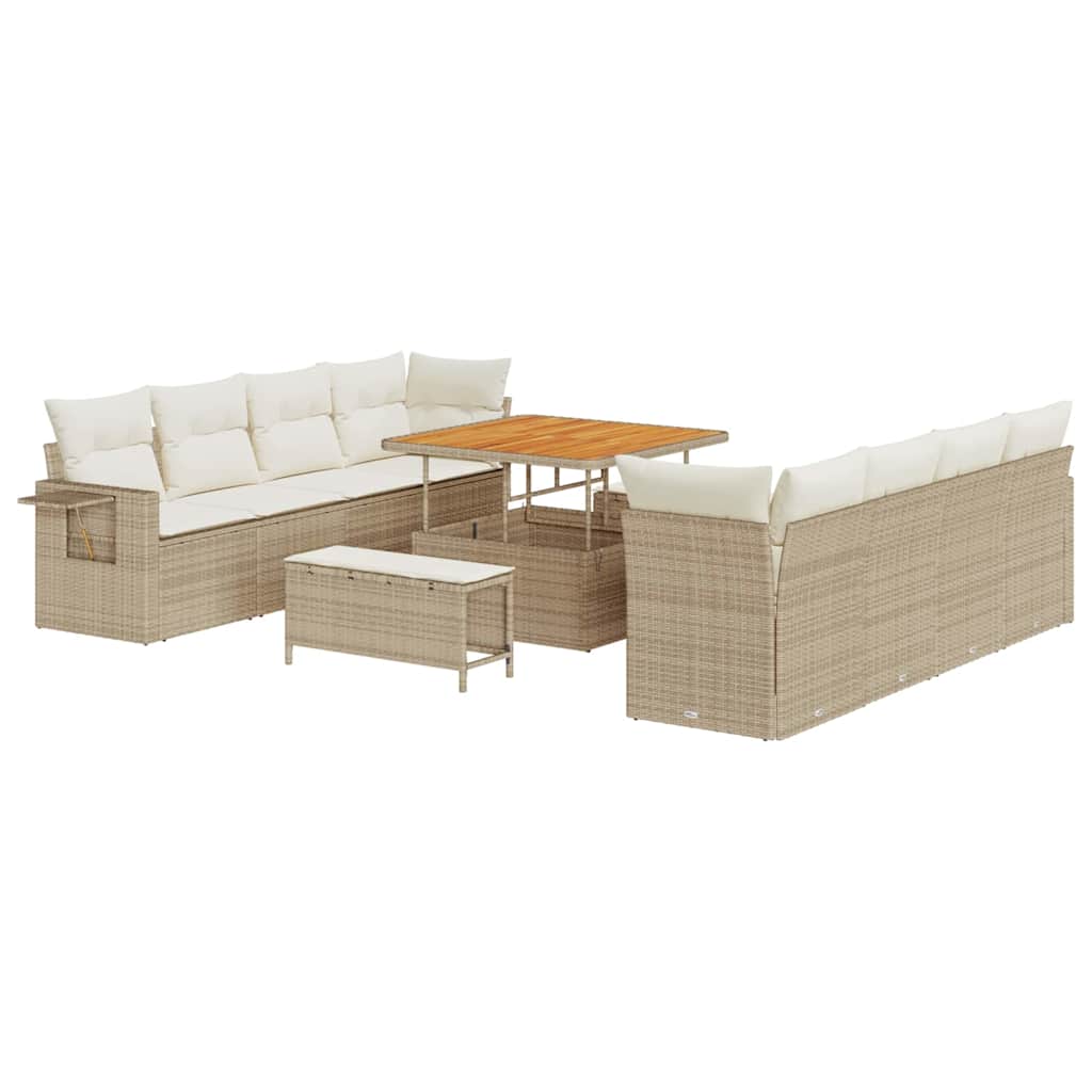 Tuin Sofa Set met opslag 11 pcs Beige Poly riet is nu te koop bij PeponiXL, paradijselijk wonen!