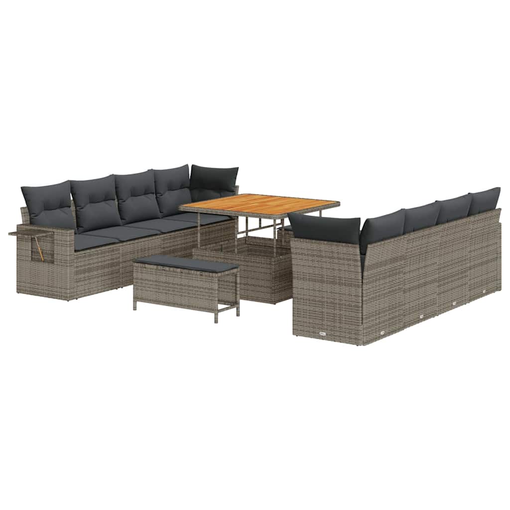 Tuin Sofa Set met opslag 11 pcs Grijs Poly riet is nu te koop bij PeponiXL, paradijselijk wonen!