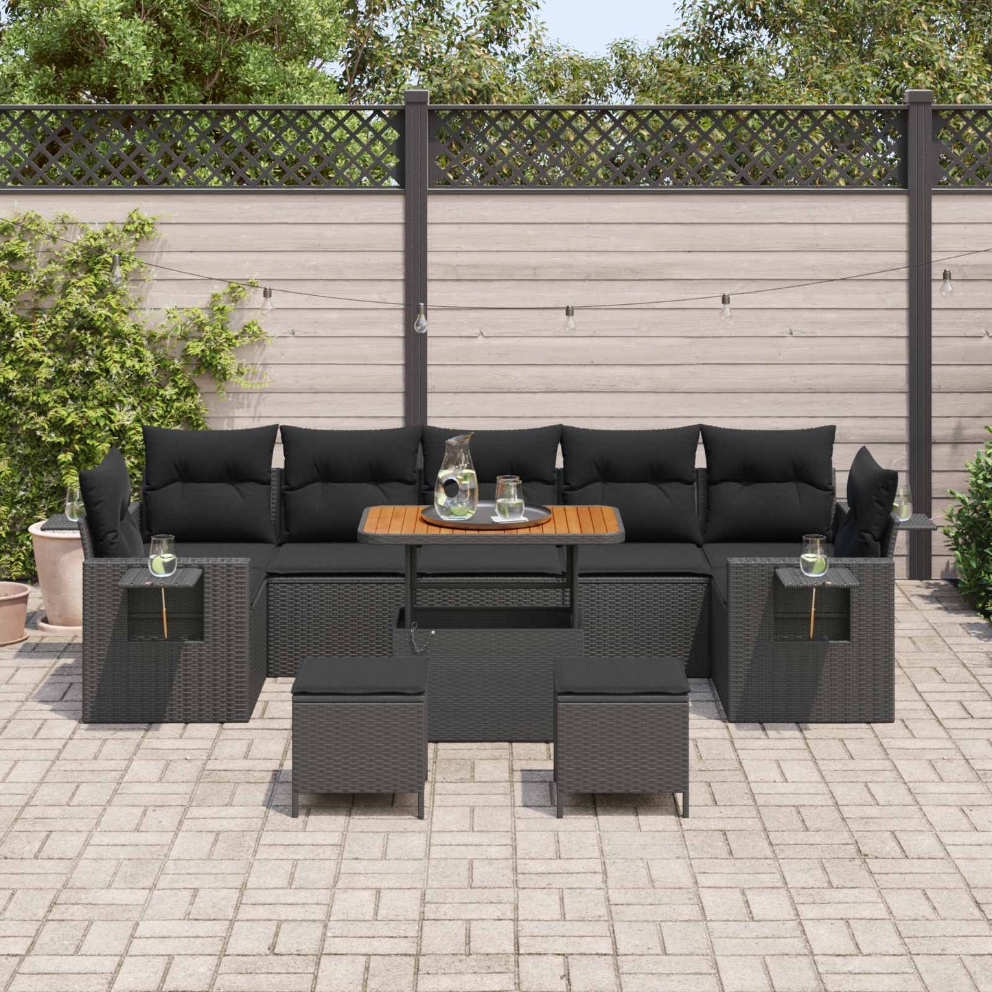 Tuin Sofa Set 10 pcs Zwart poly rattan is nu te koop bij PeponiXL, paradijselijk wonen!