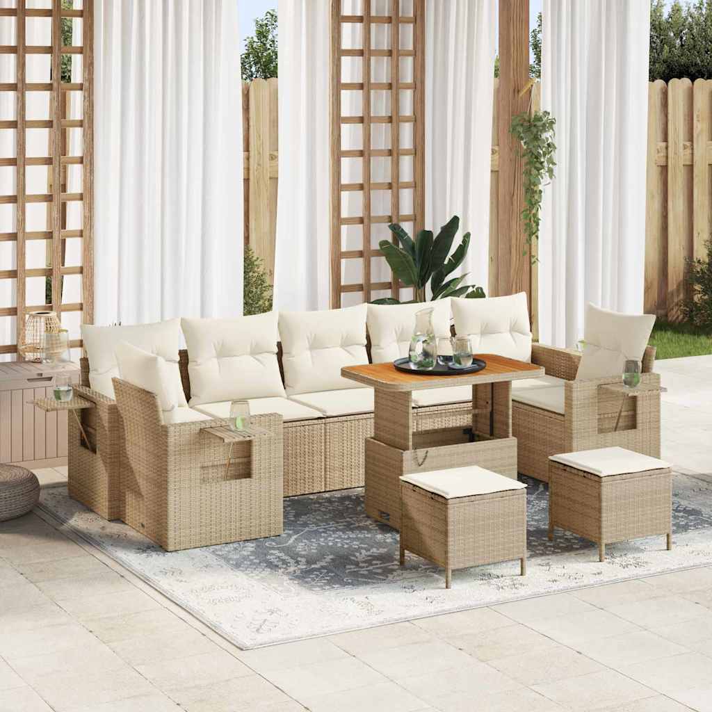 Tuin Sofa Set 10 pcs Beige poly rattan is nu te koop bij PeponiXL, paradijselijk wonen!
