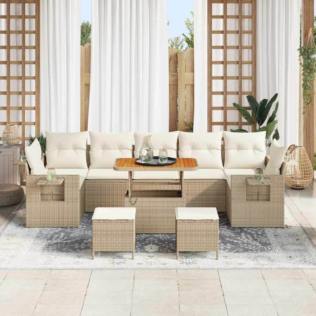 Tuin Sofa Set 10 pcs Beige poly rattan is nu te koop bij PeponiXL, paradijselijk wonen!