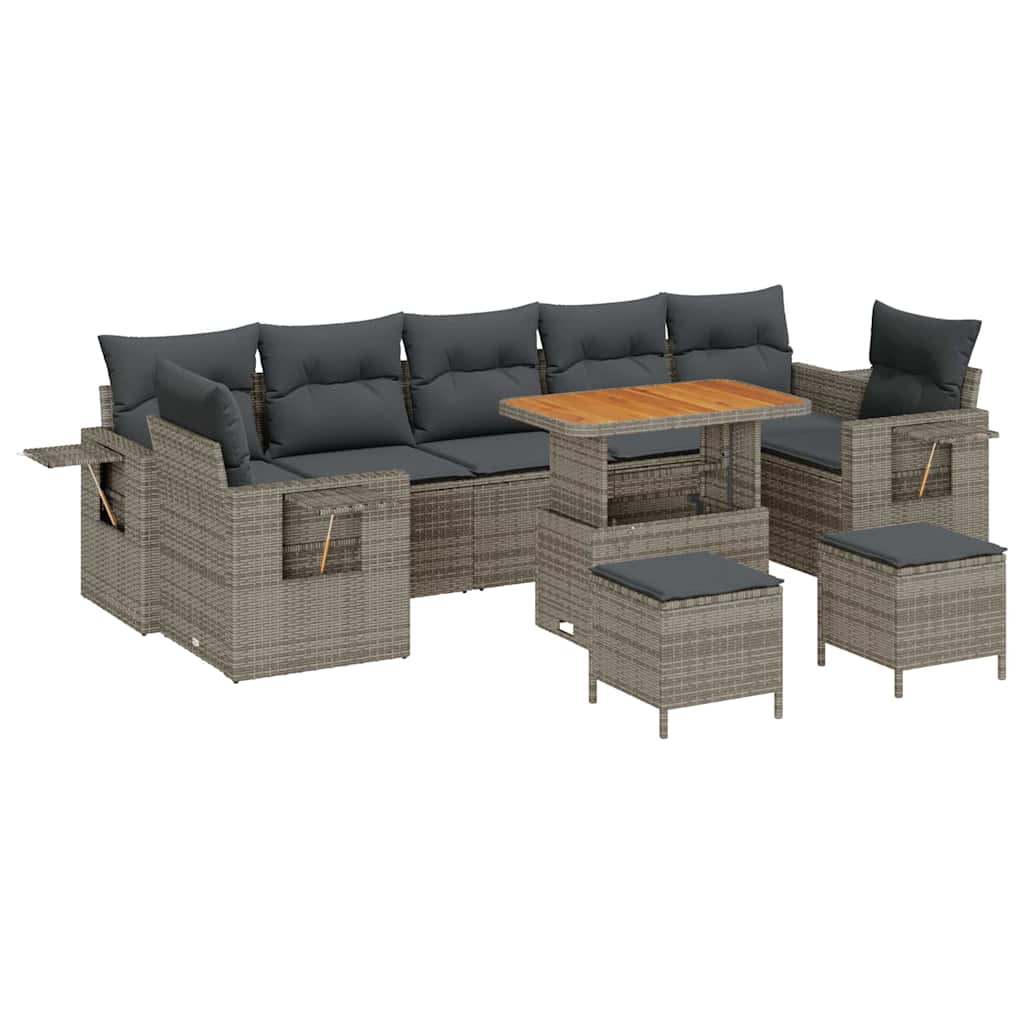 Tuin Sofa Set met kussen 10 pcs Grijs poly rattan is nu te koop bij PeponiXL, paradijselijk wonen!