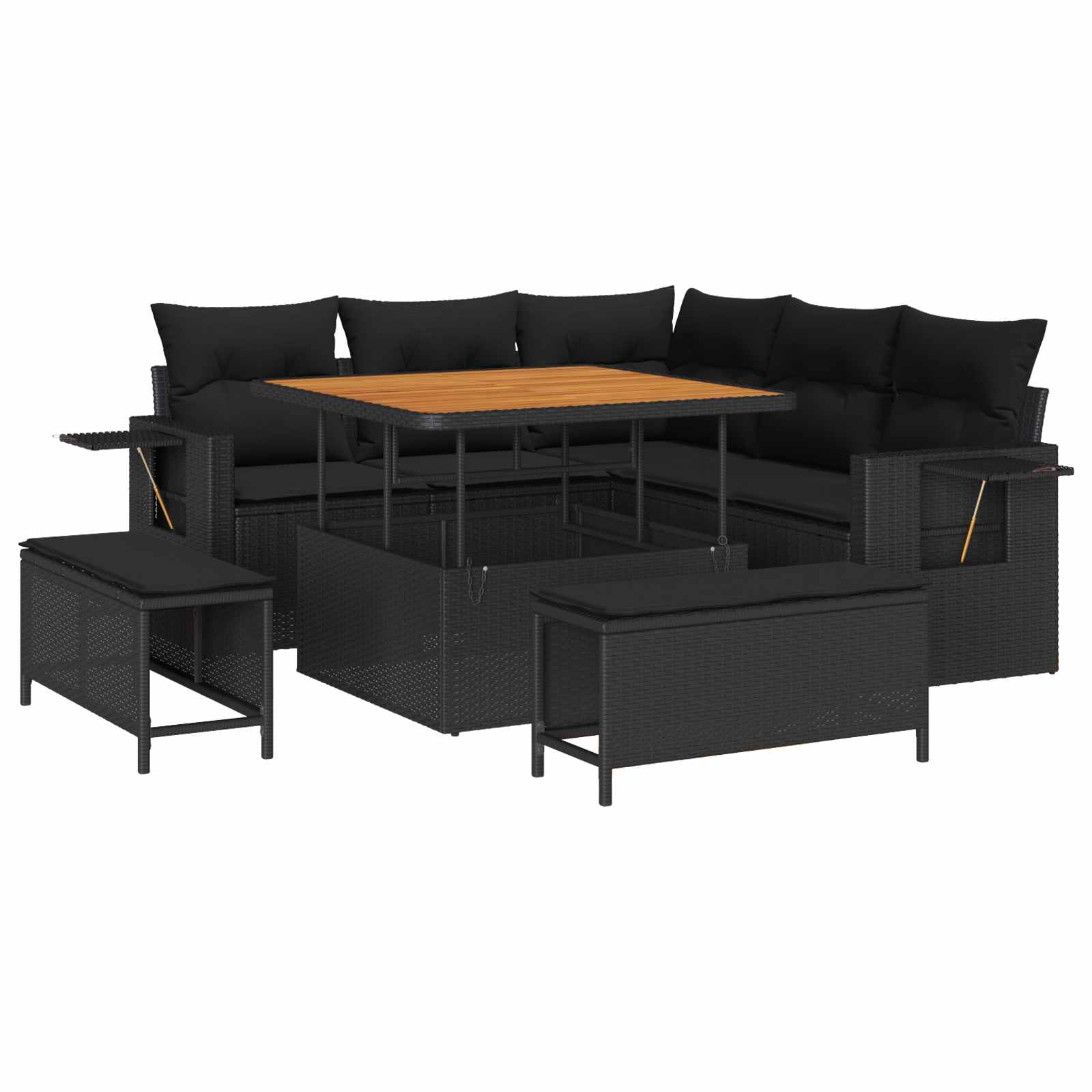 Tuin Sofa Set met kussen 8 pcs Zwart poly rattan is nu te koop bij PeponiXL, paradijselijk wonen!