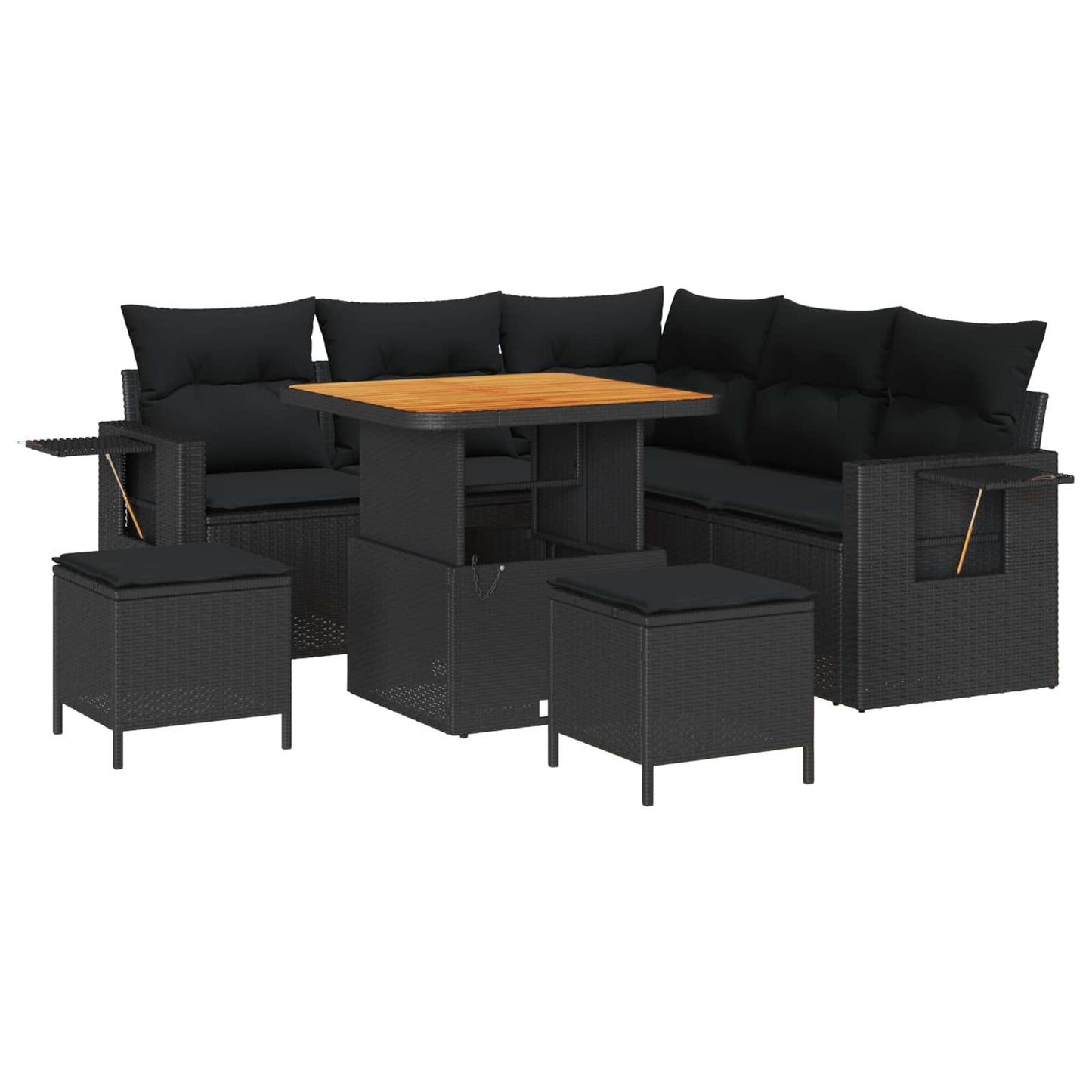 Tuin Sofa Set met kussen 8 pcs Zwart poly rattan is nu te koop bij PeponiXL, paradijselijk wonen!