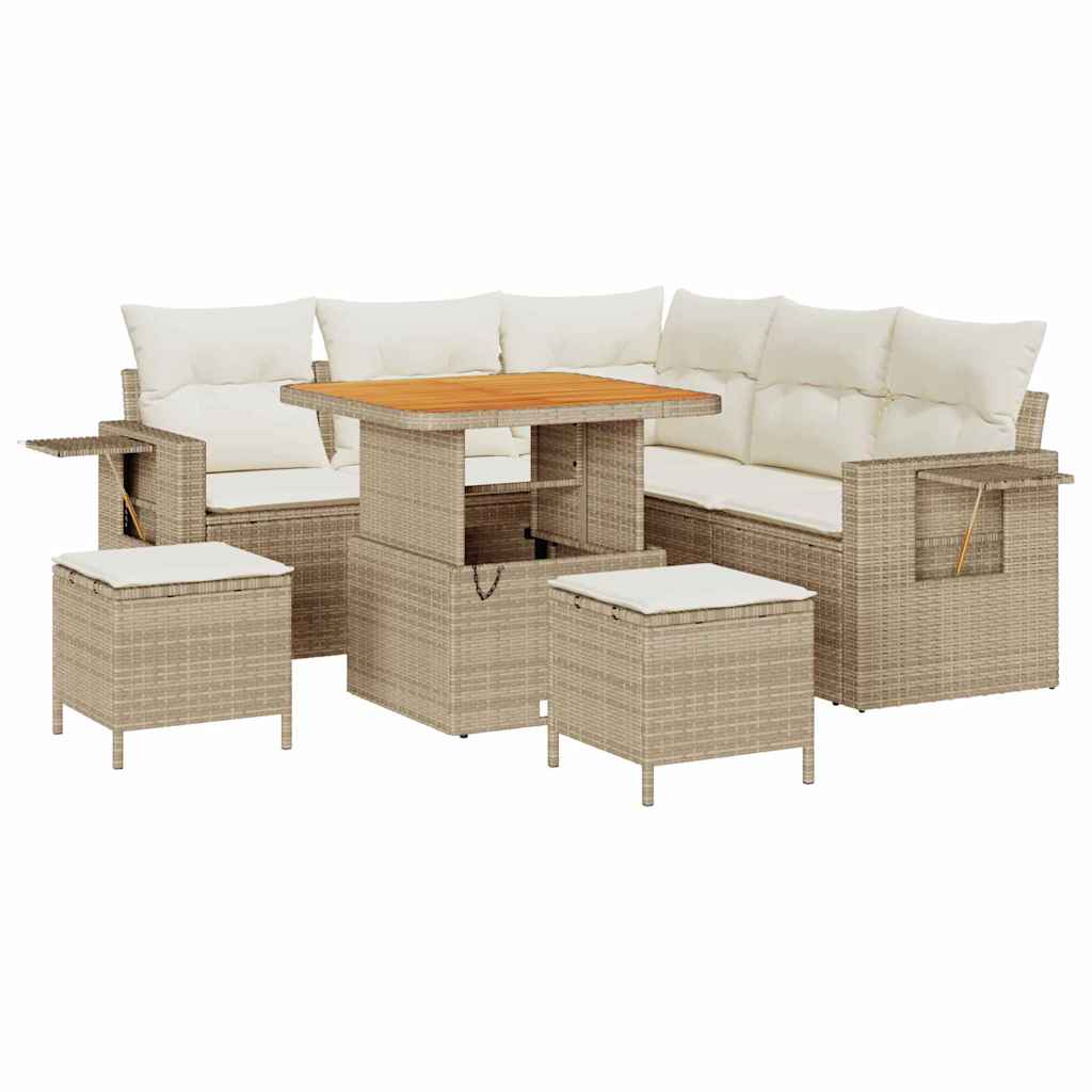 Tuin Sofa Set met kussen 8 pcs Beige poly rattan