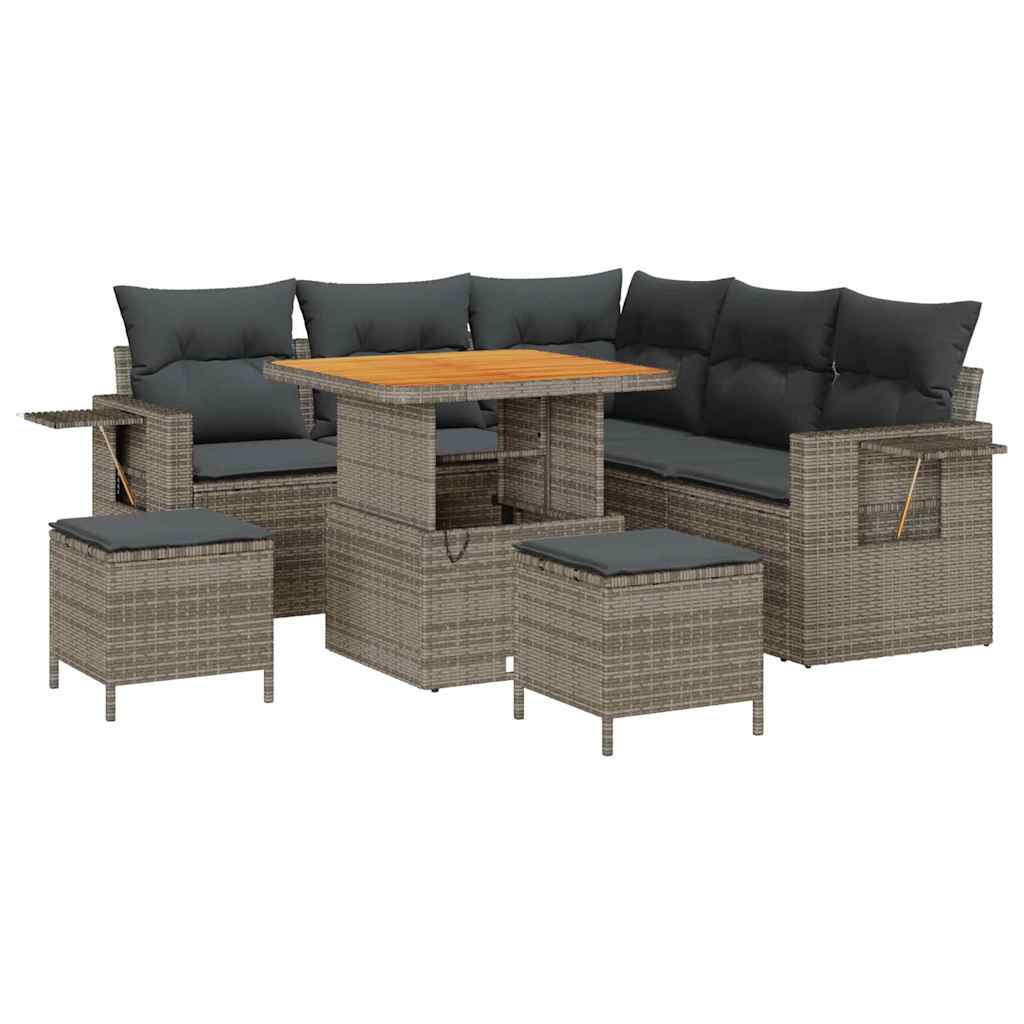 Tuin Sofa Set met kussen 8 pcs Grijs poly rattan is nu te koop bij PeponiXL, paradijselijk wonen!