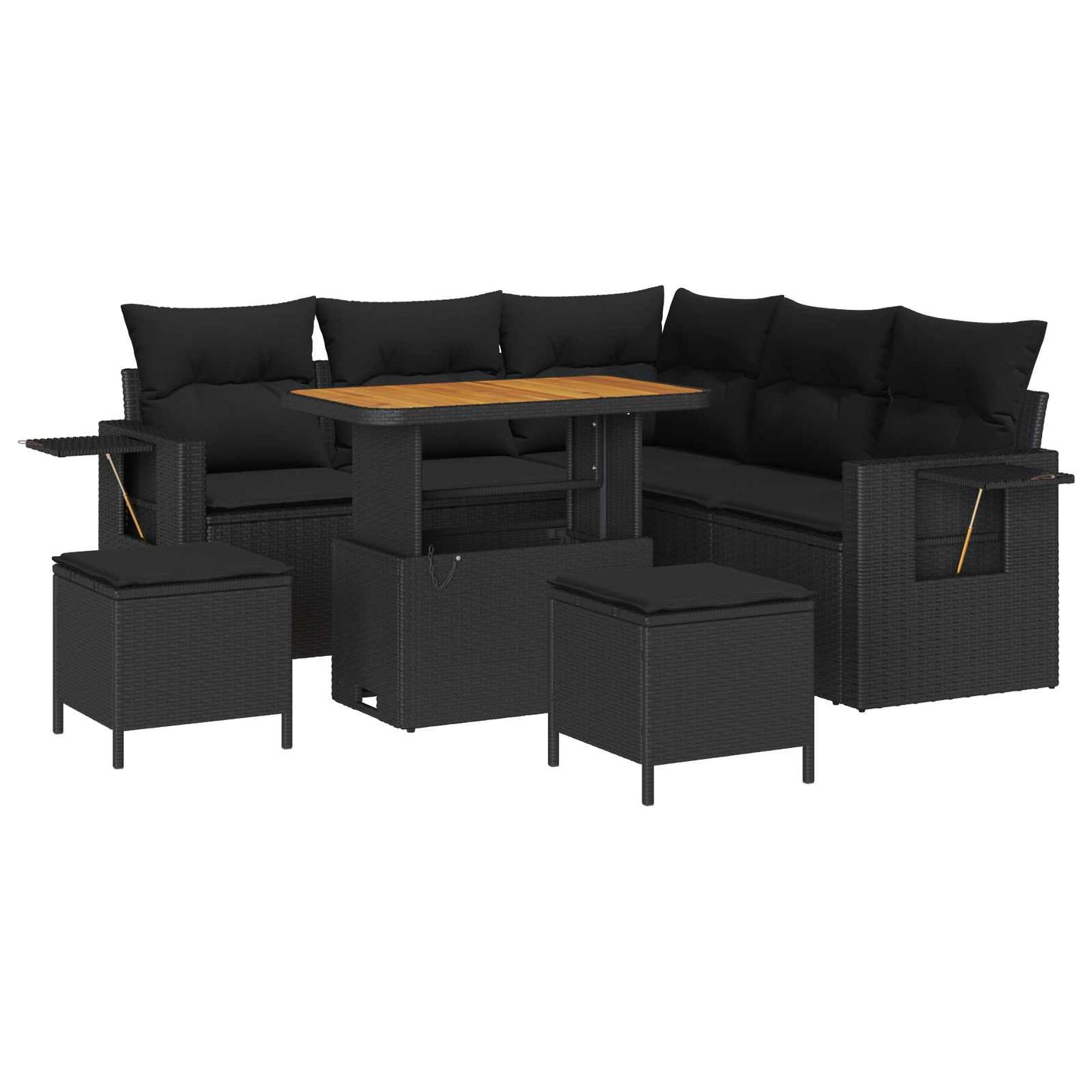 Tuin Sofa Set met kussen 8 pcs Zwart poly rattan is nu te koop bij PeponiXL, paradijselijk wonen!