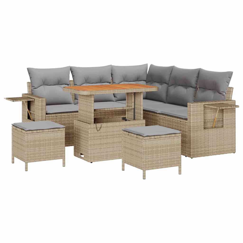 Tuin Sofa Set met kussen 8 pcs Beige poly rattan is nu te koop bij PeponiXL, paradijselijk wonen!
