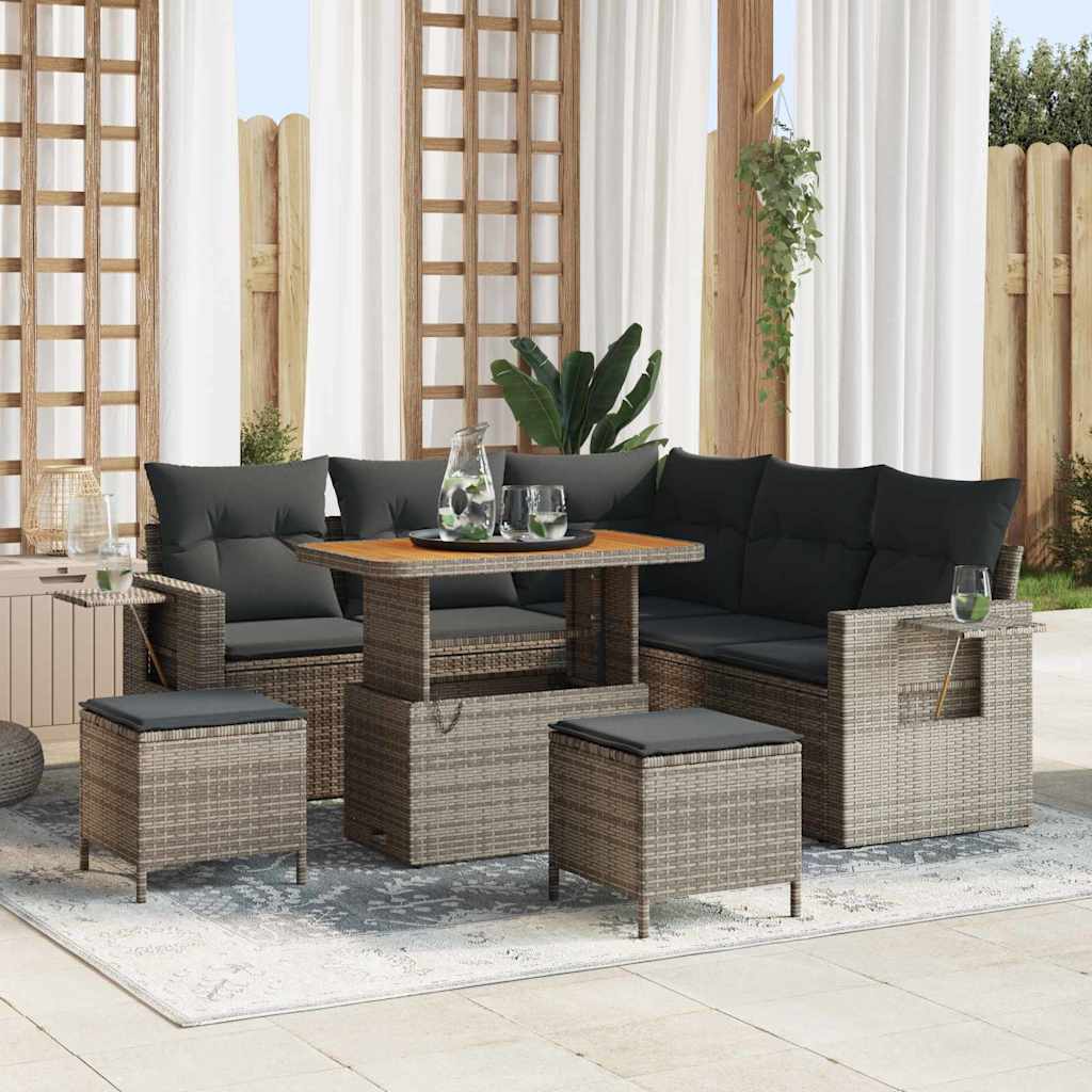 Tuin Sofa Set 8 pcs Grijs poly rattan is nu te koop bij PeponiXL, paradijselijk wonen!