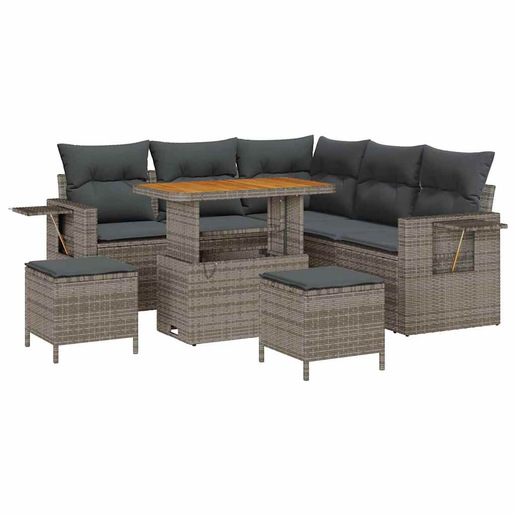 Tuin Sofa Set 8 pcs Grijs poly rattan is nu te koop bij PeponiXL, paradijselijk wonen!