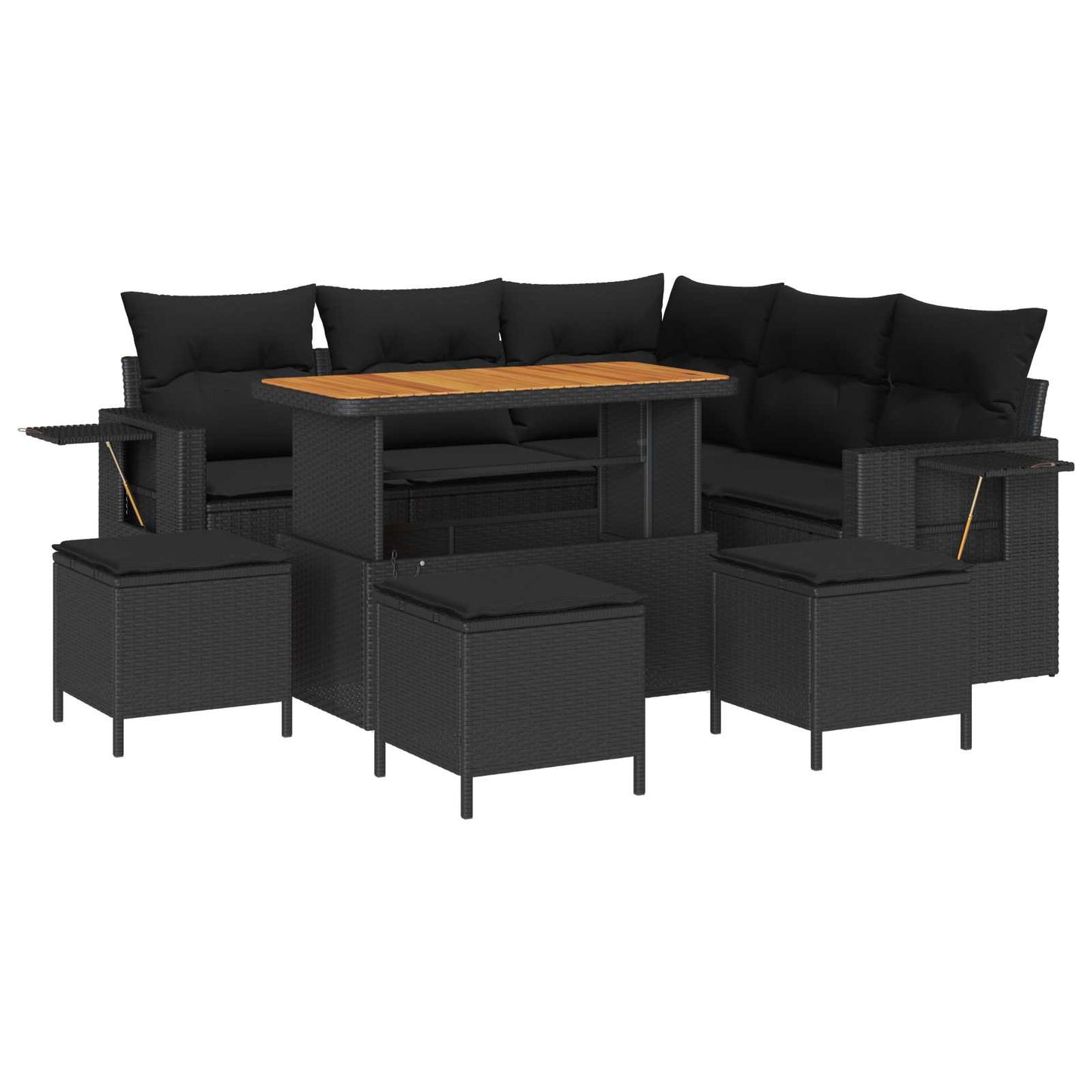 Tuin Sofa Set met kussen 9 pcs Zwart poly rattan is nu te koop bij PeponiXL, paradijselijk wonen!