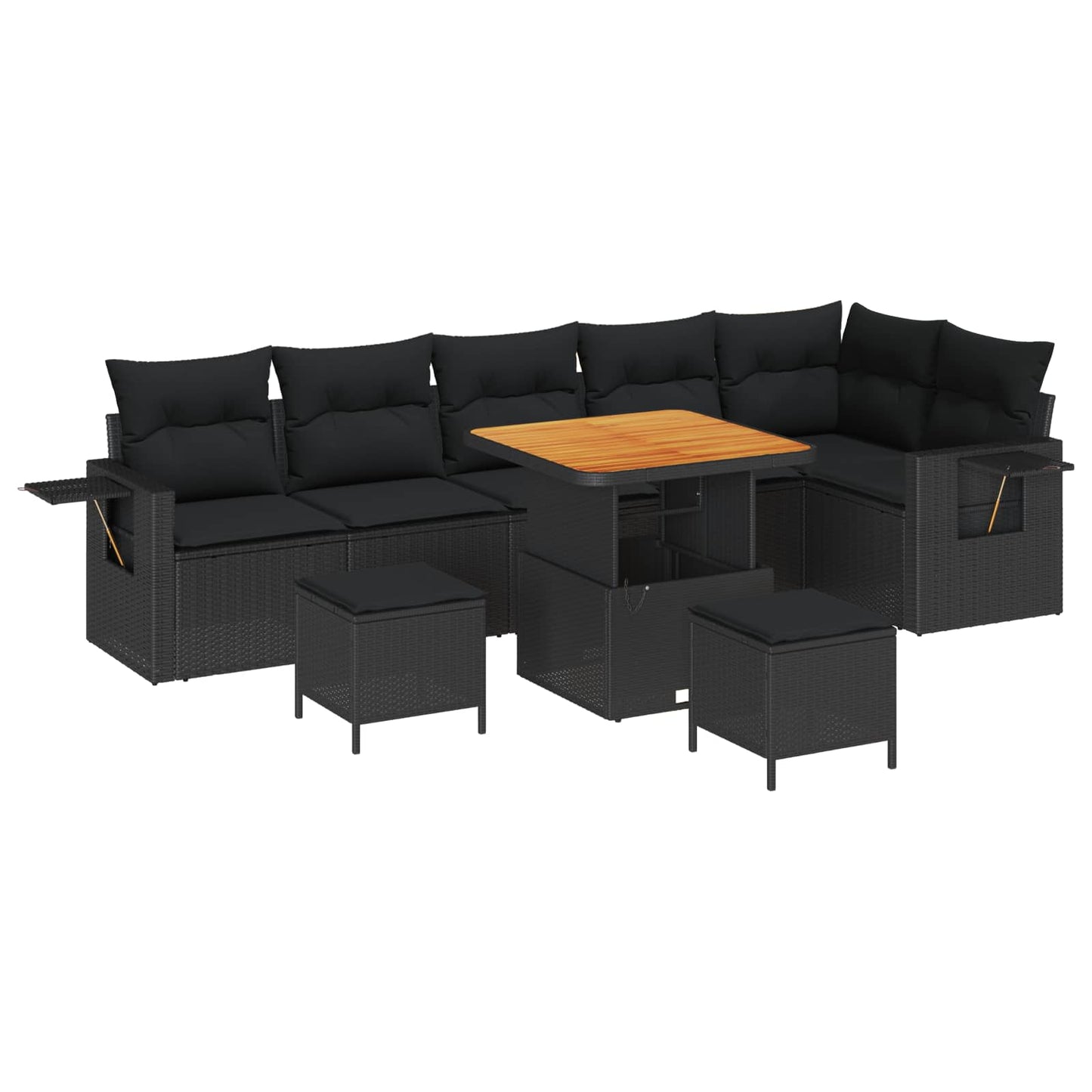 Tuinbankenset 9 pcs Zwart poly rattan is nu te koop bij PeponiXL, paradijselijk wonen!