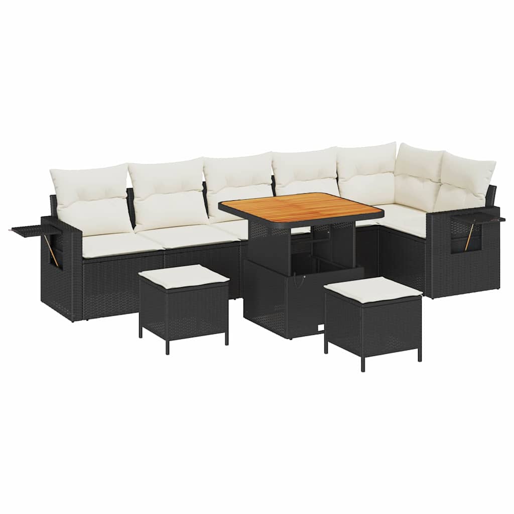 Tuinbankenset 9 pcs Zwart poly rattan is nu te koop bij PeponiXL, paradijselijk wonen!