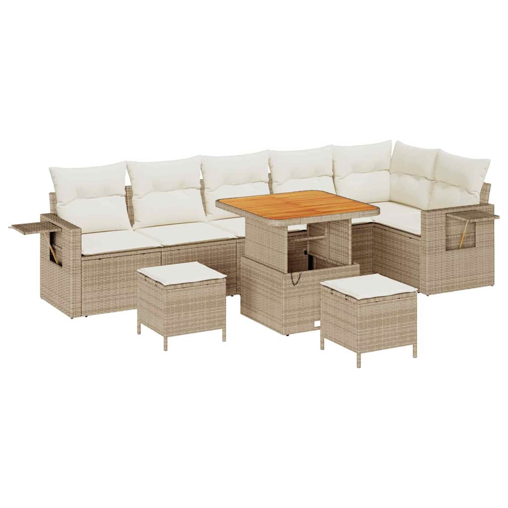 Tuinbankenset 9 pcs Beige poly rattan is nu te koop bij PeponiXL, paradijselijk wonen!