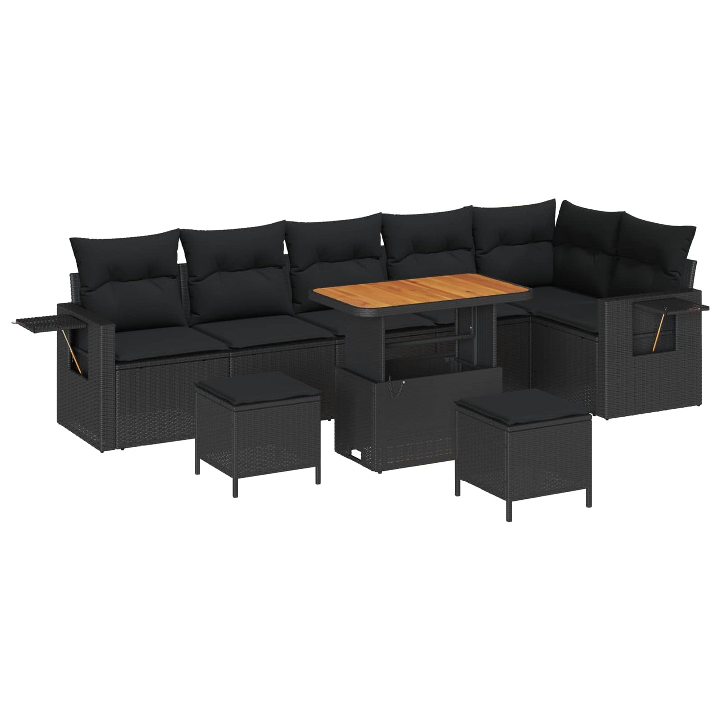 Tuinbankenset 9 pcs Zwart poly rattan is nu te koop bij PeponiXL, paradijselijk wonen!