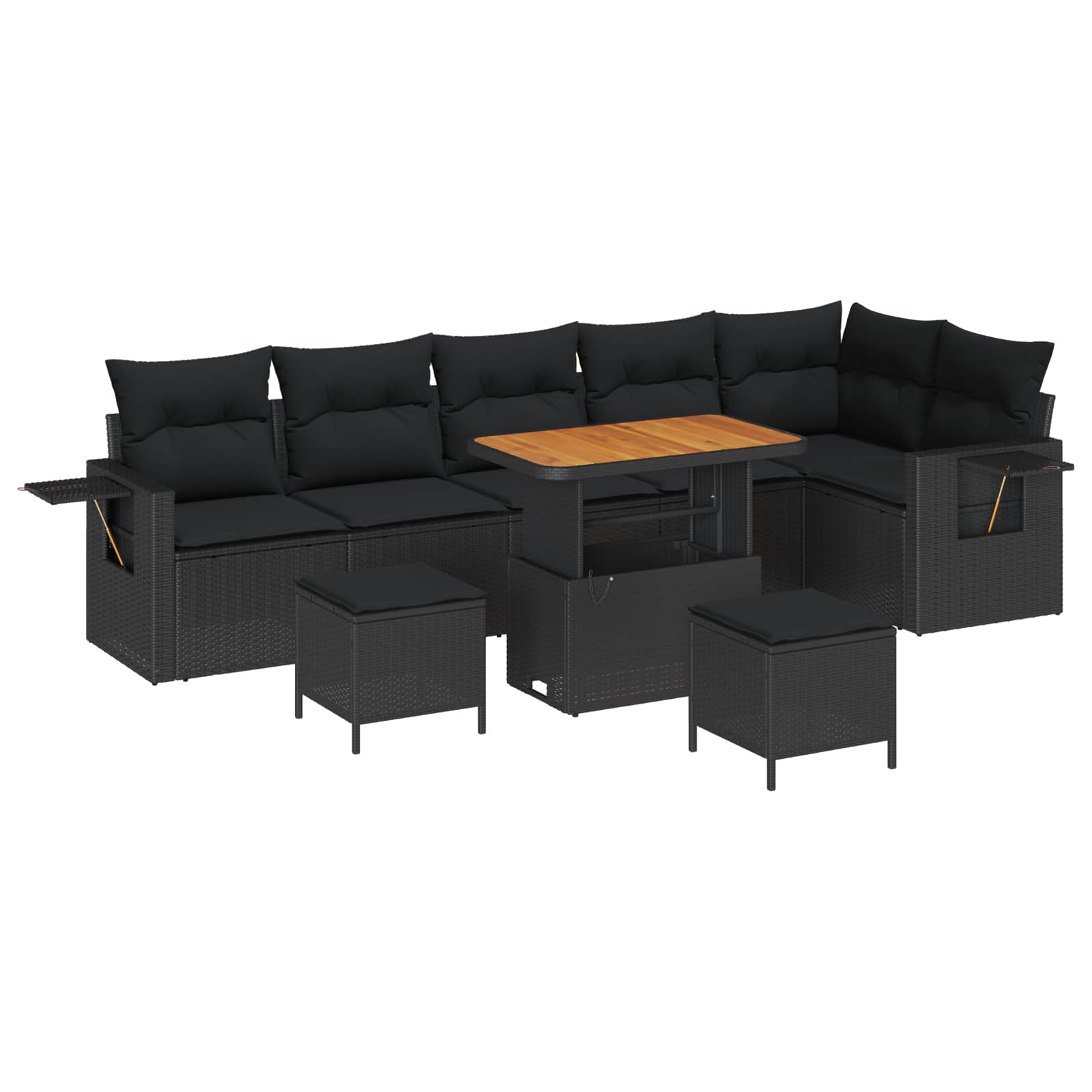 Tuinbankenset 9 pcs Zwart poly rattan is nu te koop bij PeponiXL, paradijselijk wonen!