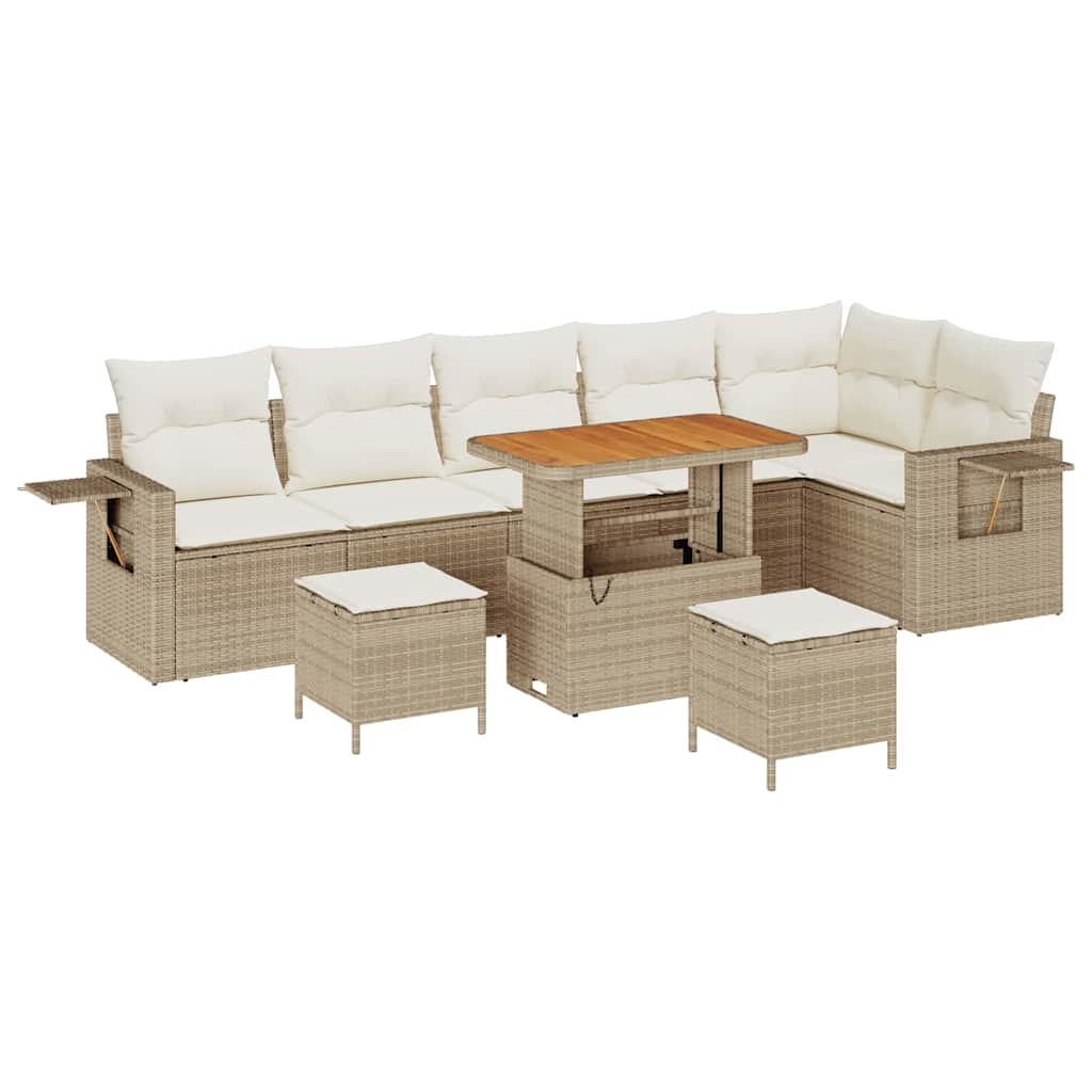Tuinbankenset 9 pcs Beige poly rattan is nu te koop bij PeponiXL, paradijselijk wonen!