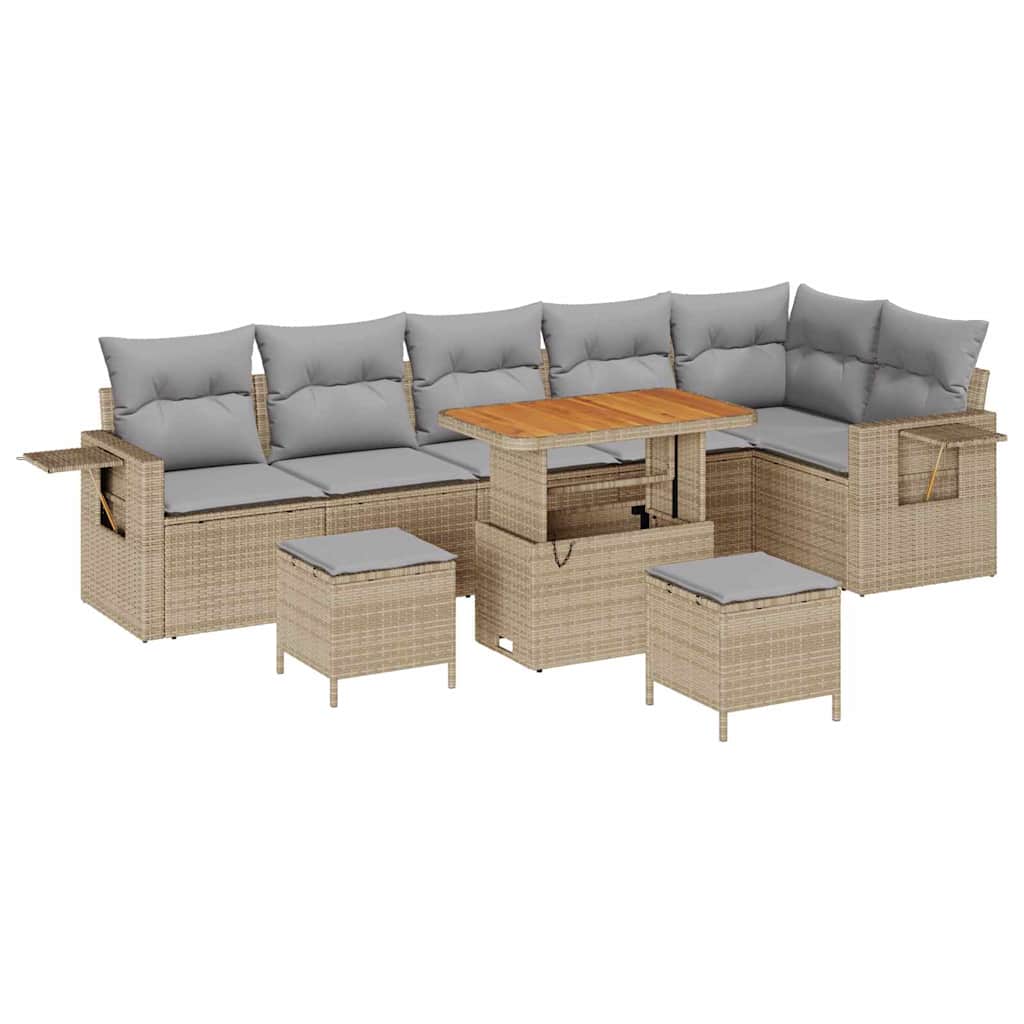 Tuinbankenset 9 pcs Beige poly rattan is nu te koop bij PeponiXL, paradijselijk wonen!