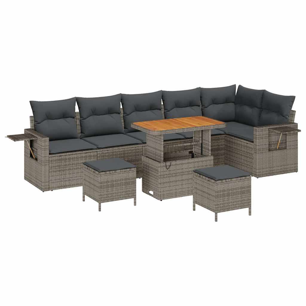 Tuinbankenset 9 pcs Grijs poly rattan is nu te koop bij PeponiXL, paradijselijk wonen!