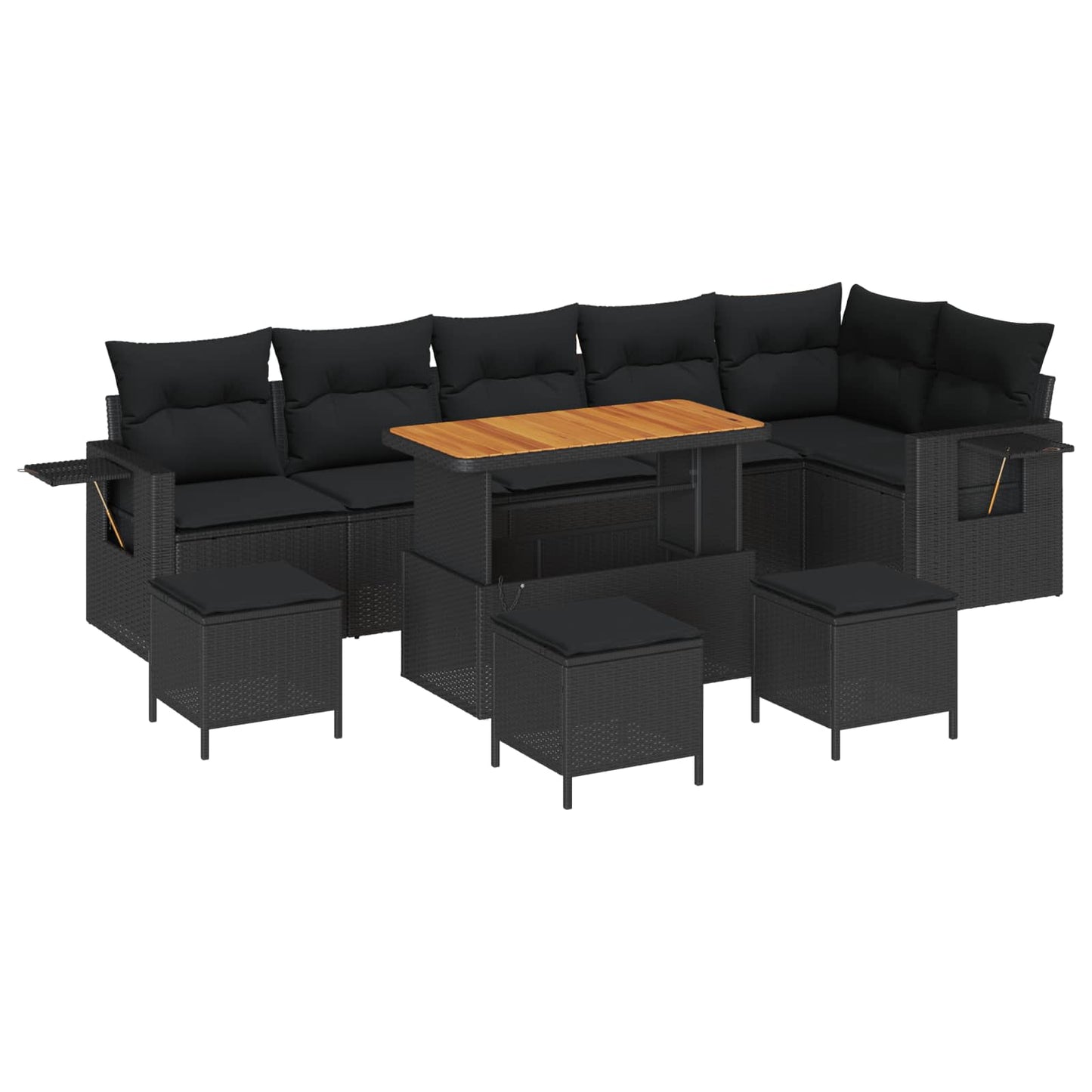 Tuinbankenset 10 pcs Zwart poly rattan is nu te koop bij PeponiXL, paradijselijk wonen!