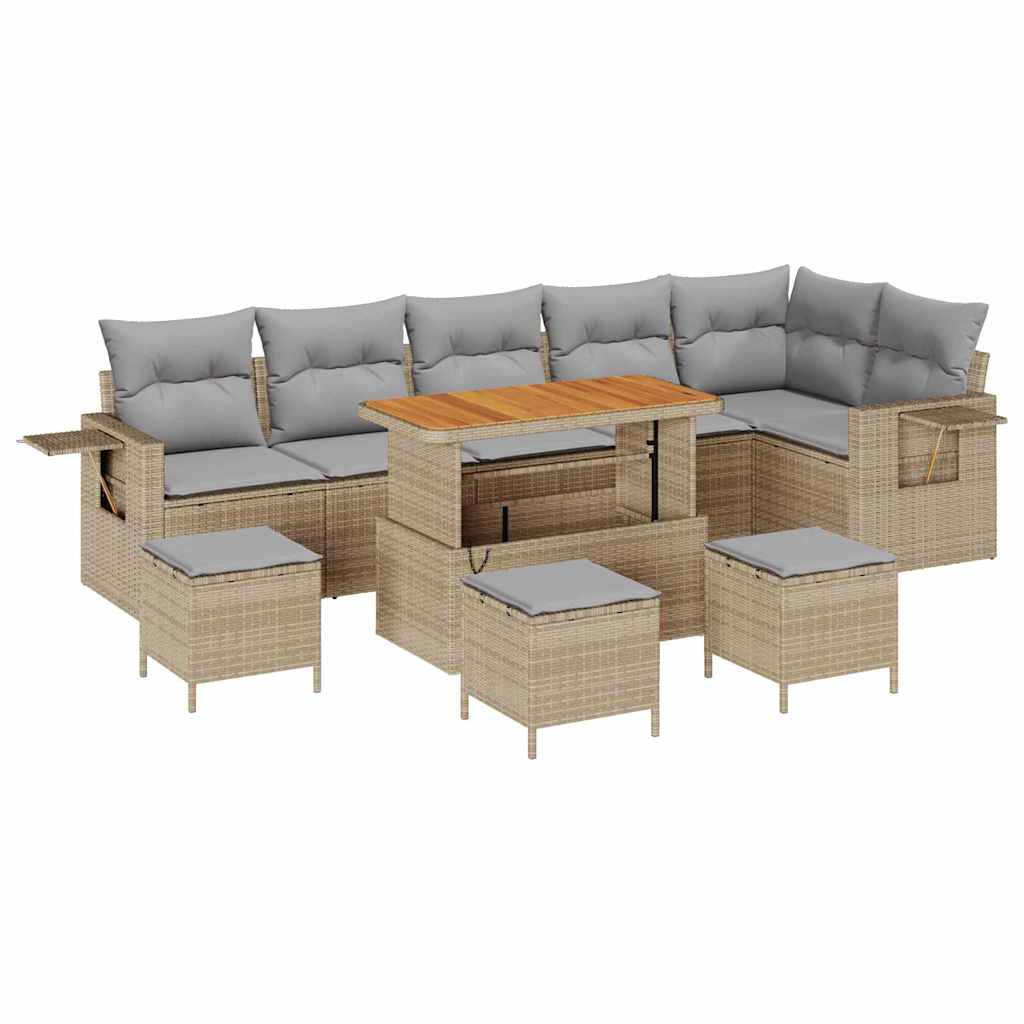 Tuin Sofa Set 10 pcs Beige poly rattan is nu te koop bij PeponiXL, paradijselijk wonen!