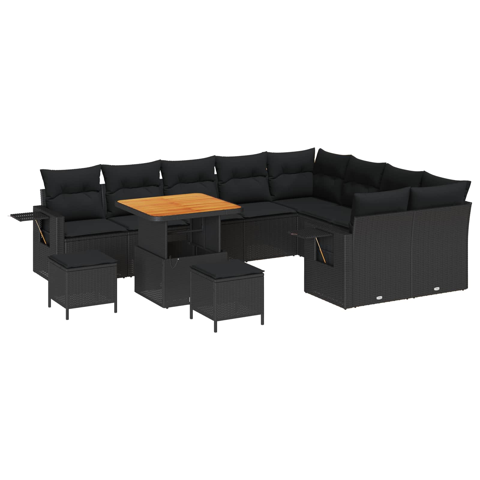 Tuinbankenset in hoogte verstelbaar 12 pcs Zwart poly rattan is nu te koop bij PeponiXL, paradijselijk wonen!