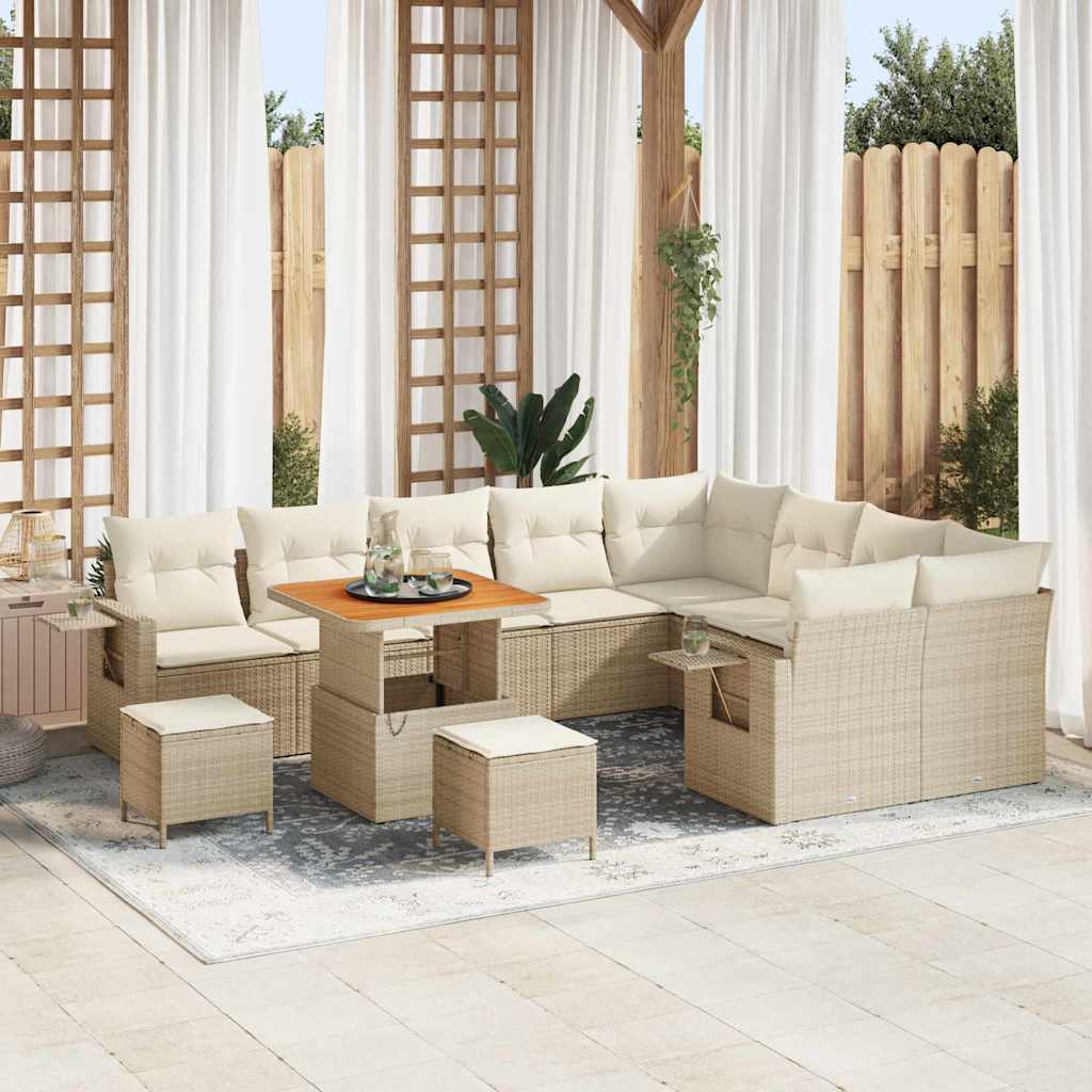 Tuinbankenset 12 pcs Beige poly rattan