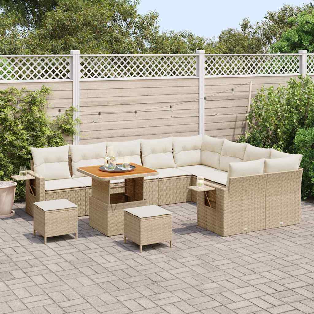 Tuinbankenset 12 pcs Beige poly rattan