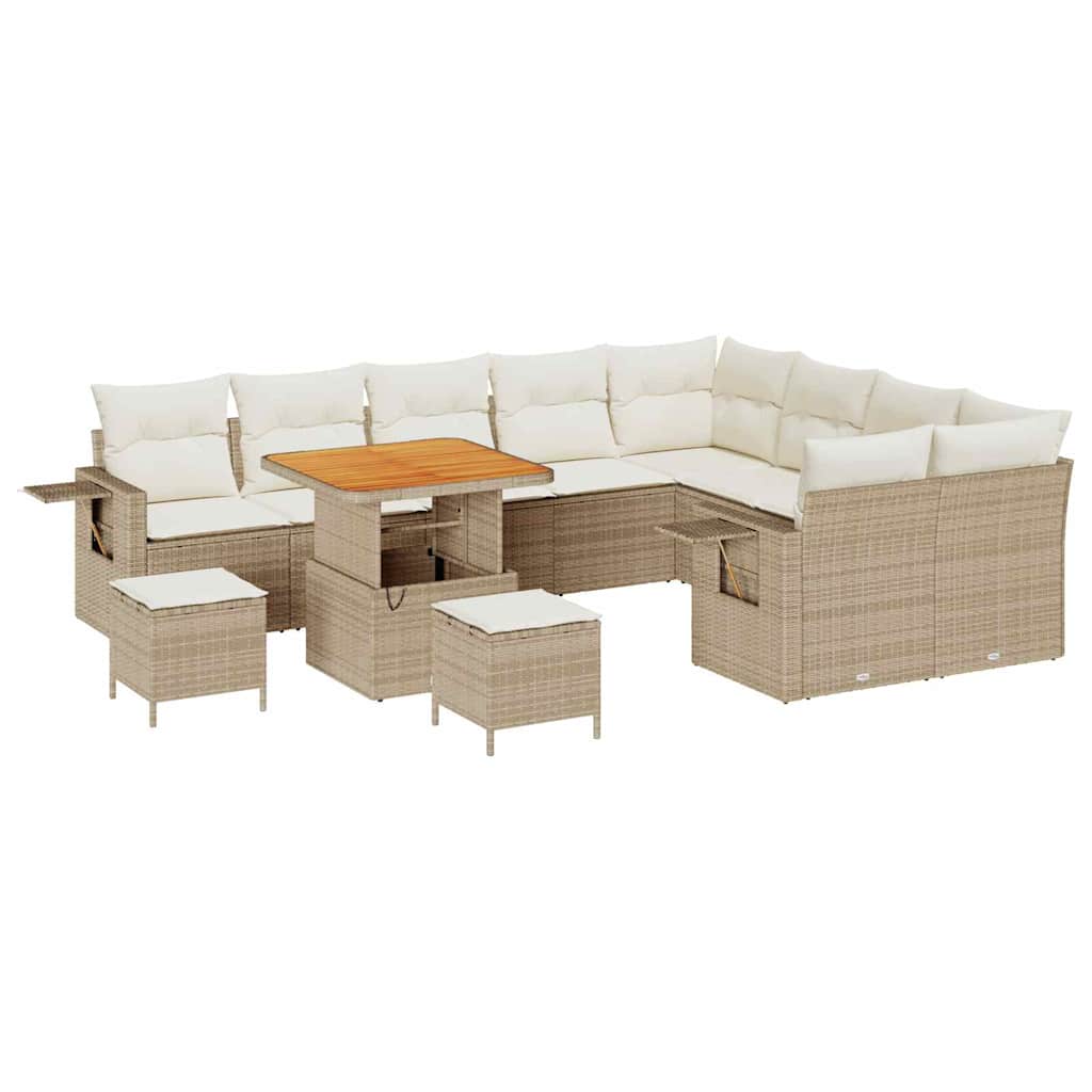 Tuinbankenset 12 pcs Beige poly rattan