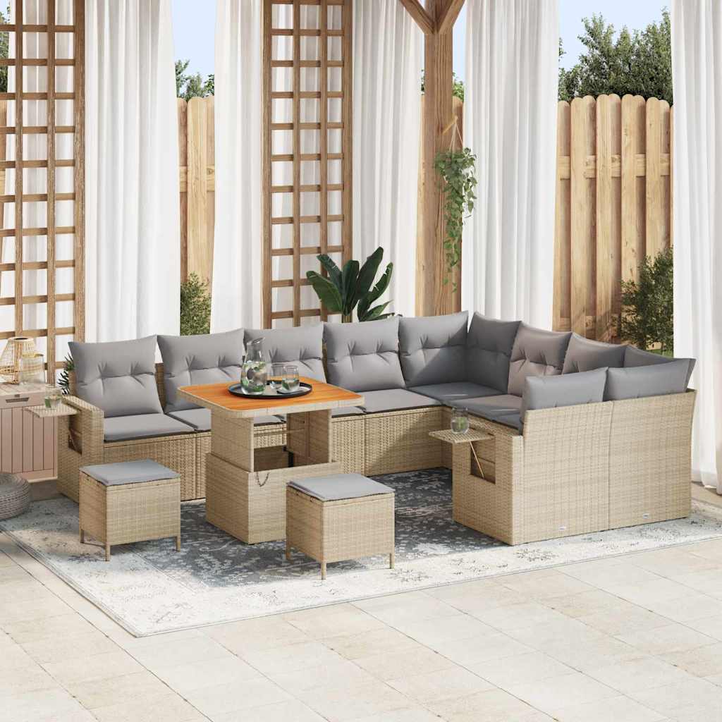 Tuinbankenset 12 pcs Beige poly rattan