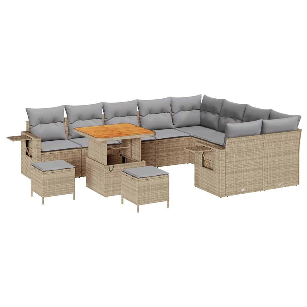 Tuinbankenset 12 pcs Beige poly rattan