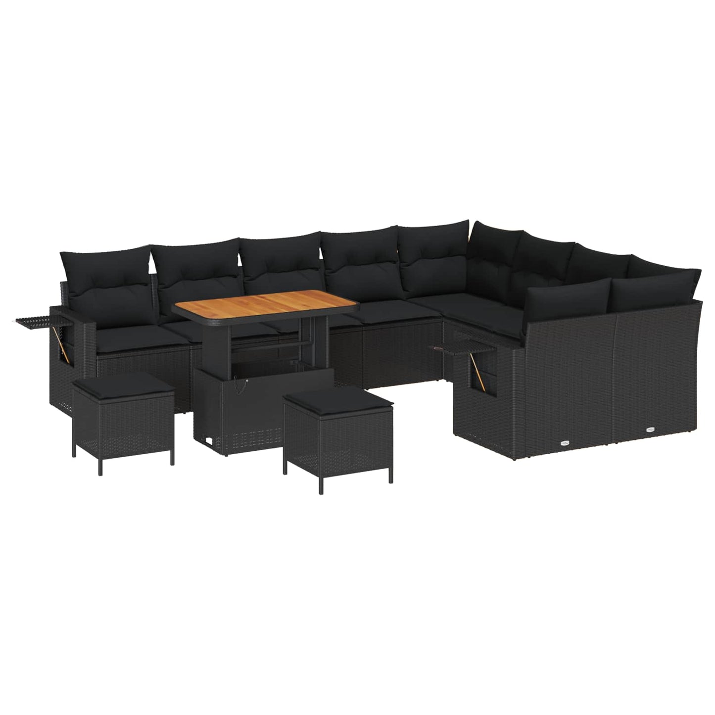 Tuinbankenset 12 pcs Zwart poly rattan is nu te koop bij PeponiXL, paradijselijk wonen!