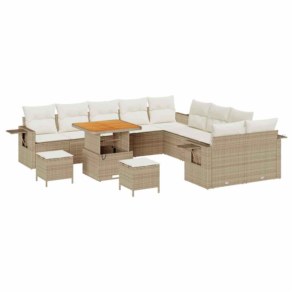 Tuinbankenset 13 pcs Beige poly rattan is nu te koop bij PeponiXL, paradijselijk wonen!