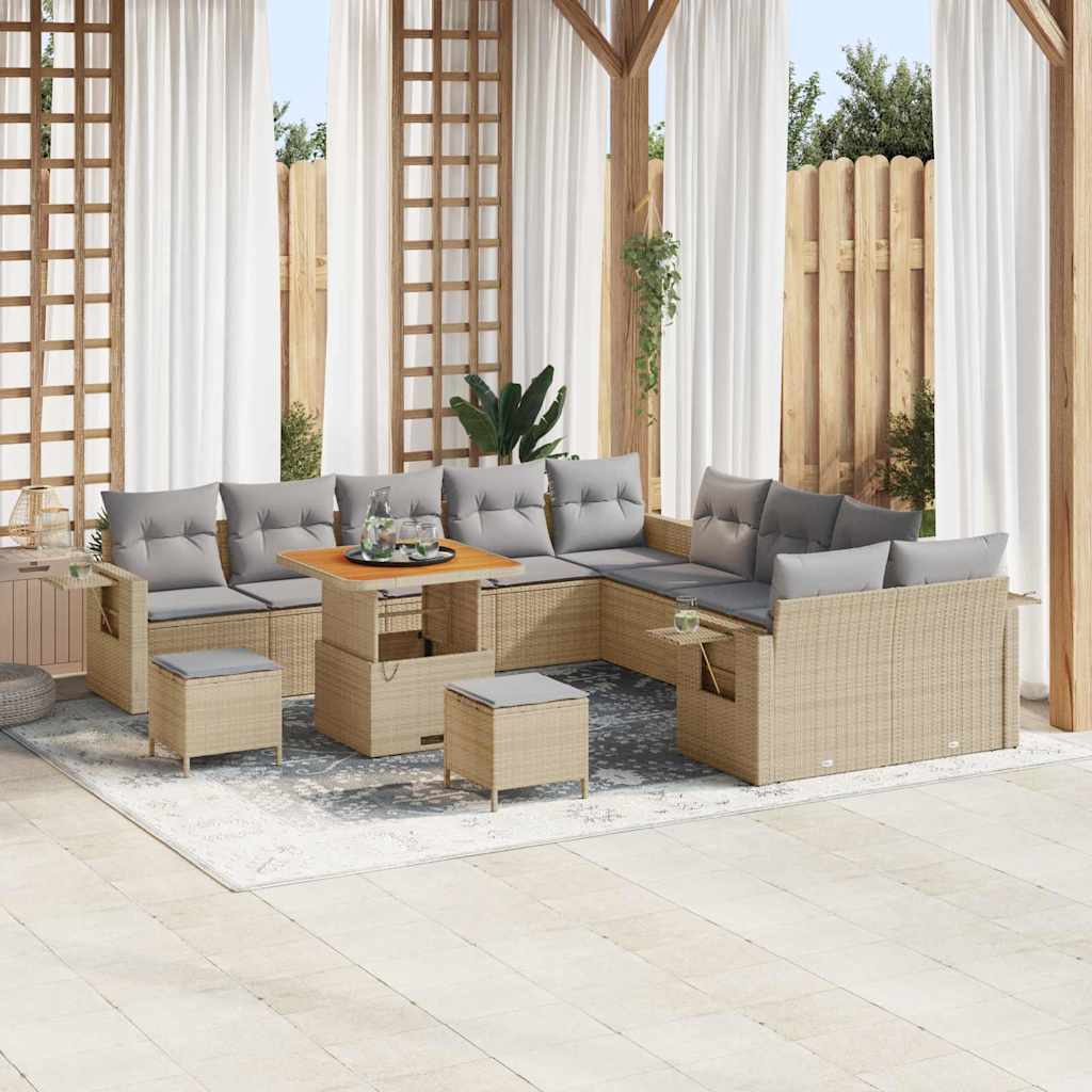 Tuinbankenset 13 pcs Beige poly rattan