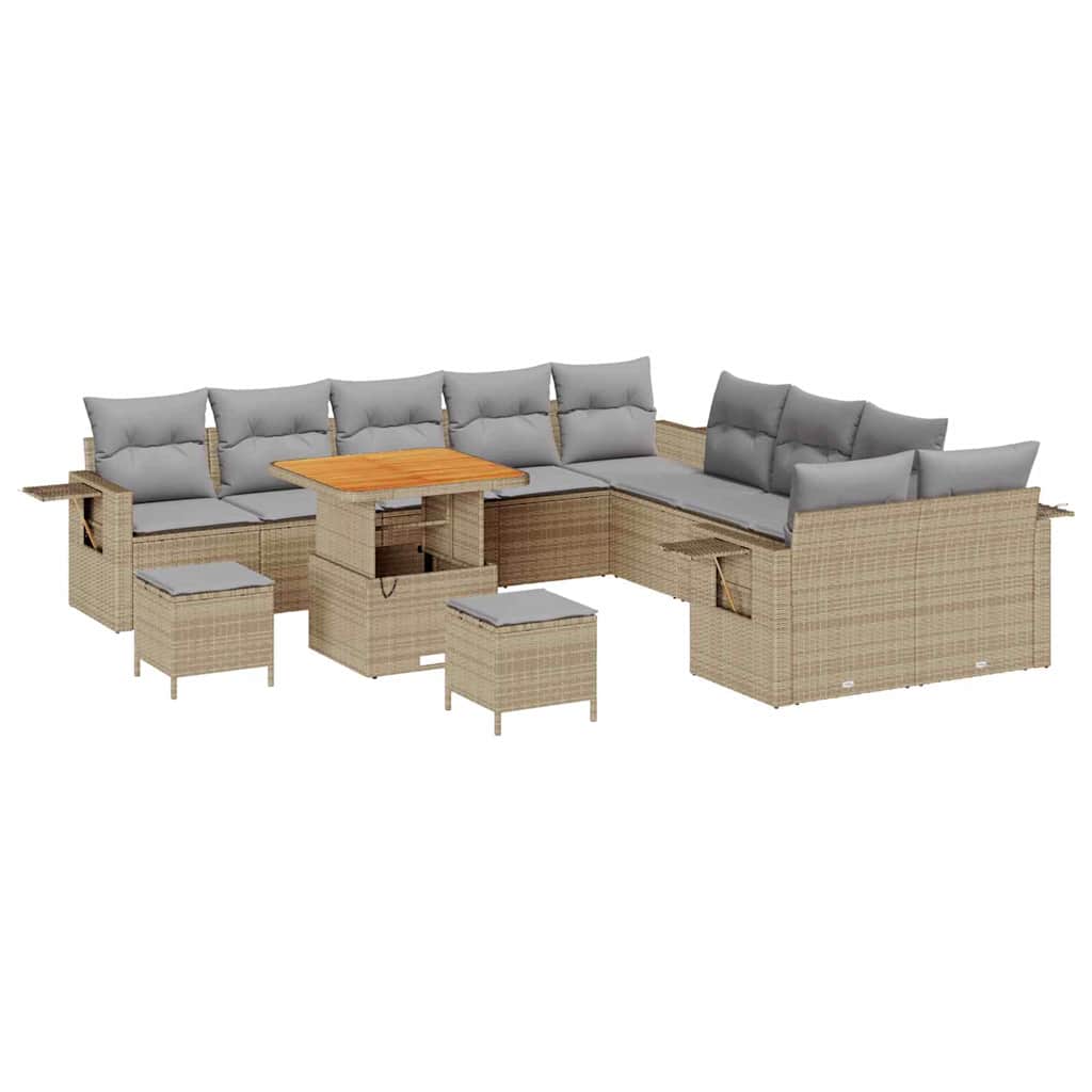 Tuinbankenset 13 pcs Beige poly rattan
