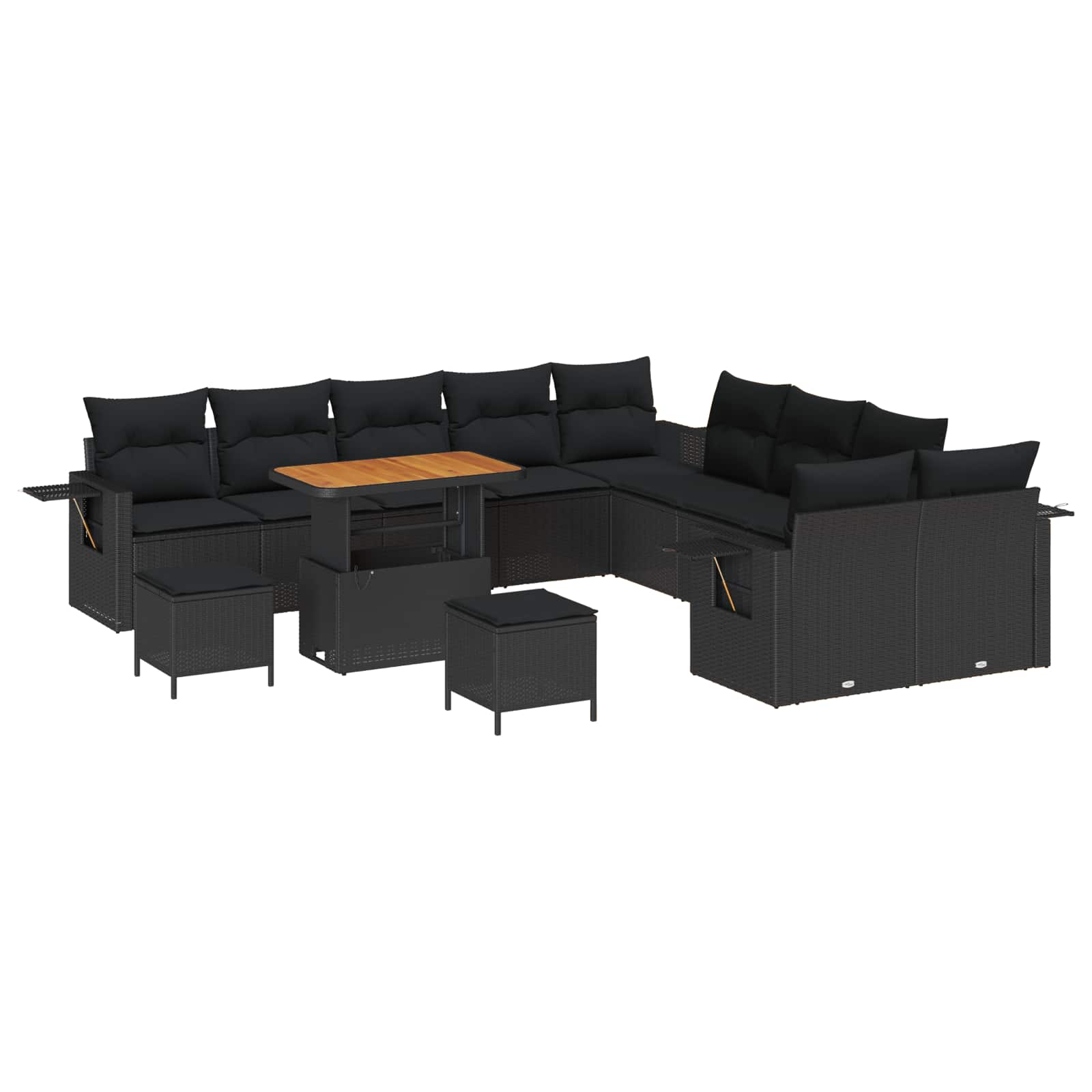 Tuinbankenset 13 pcs Zwart poly rattan is nu te koop bij PeponiXL, paradijselijk wonen!