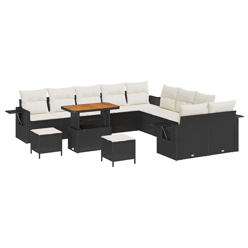 Tuinbankenset 13 pcs Zwart poly rattan is nu te koop bij PeponiXL, paradijselijk wonen!